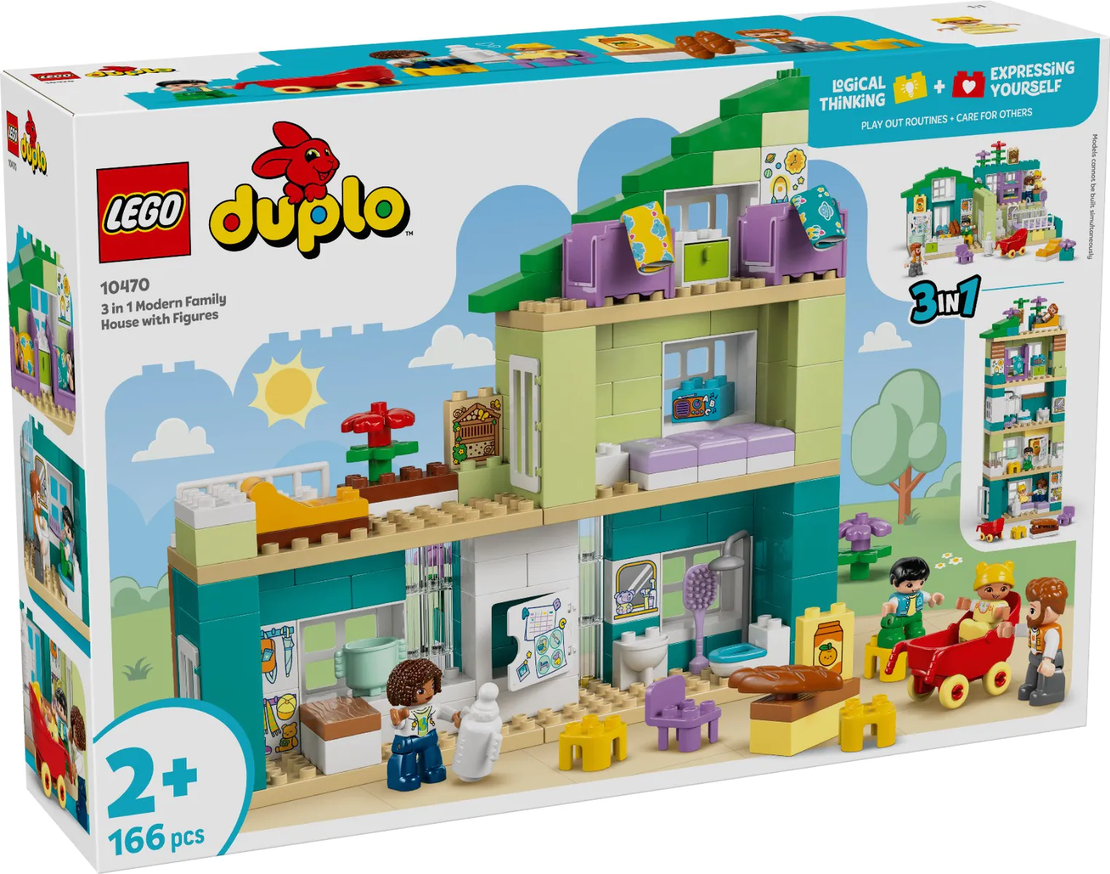 LEGO® DUPLO® Town Модерна семейна къща 3 в 1 с фигури 10470