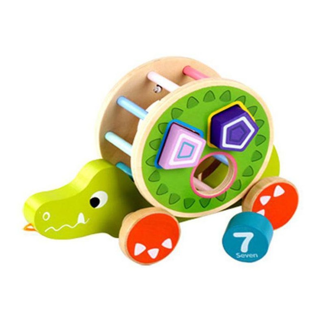 Играчка за дърпане Raya Toys Дървен крокодил със сортер