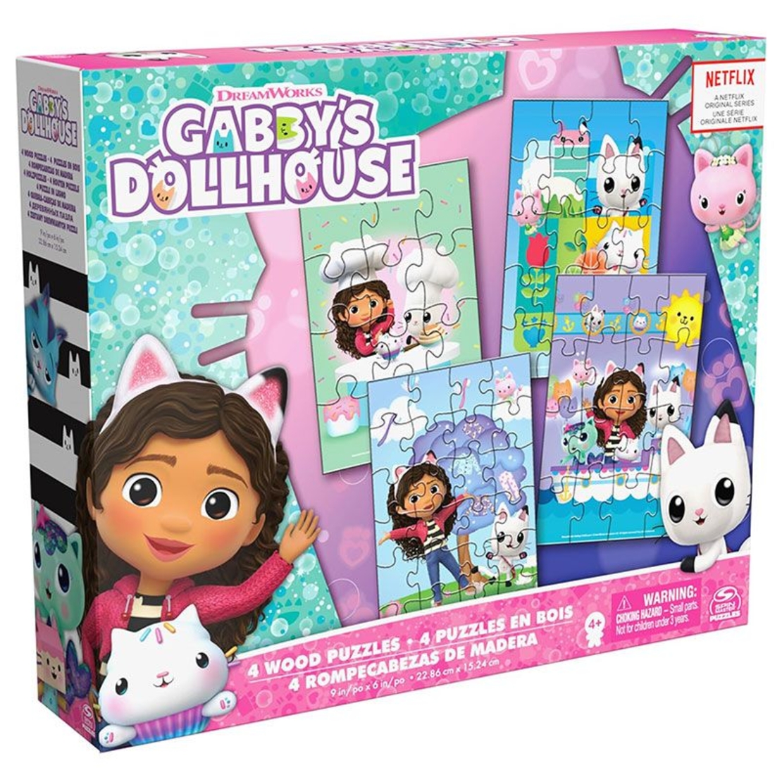 Детски дървени пъзели Spin Master Gabby's Dollhouse 4 броя, 72 ч.