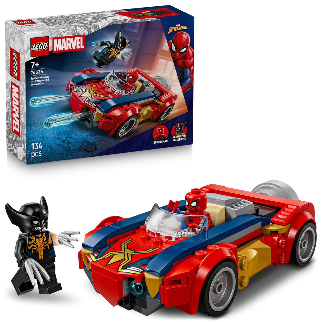LEGO® Marvel Спайдърмен с кола срещу Венъм във Върколака 76336
