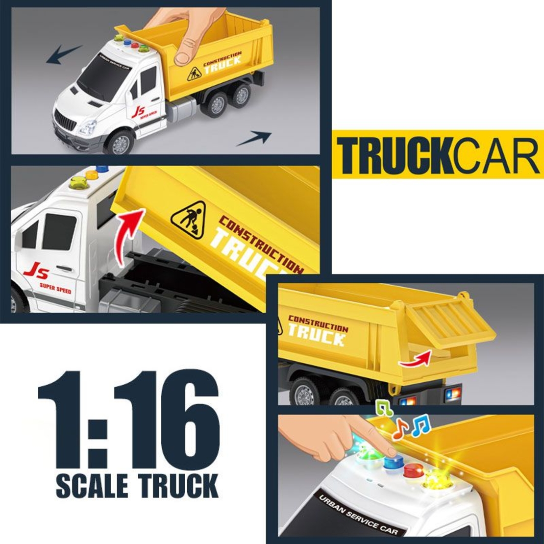 Детски камион самосвал Raya Toys Truck Car с музика и светлини, 1:16