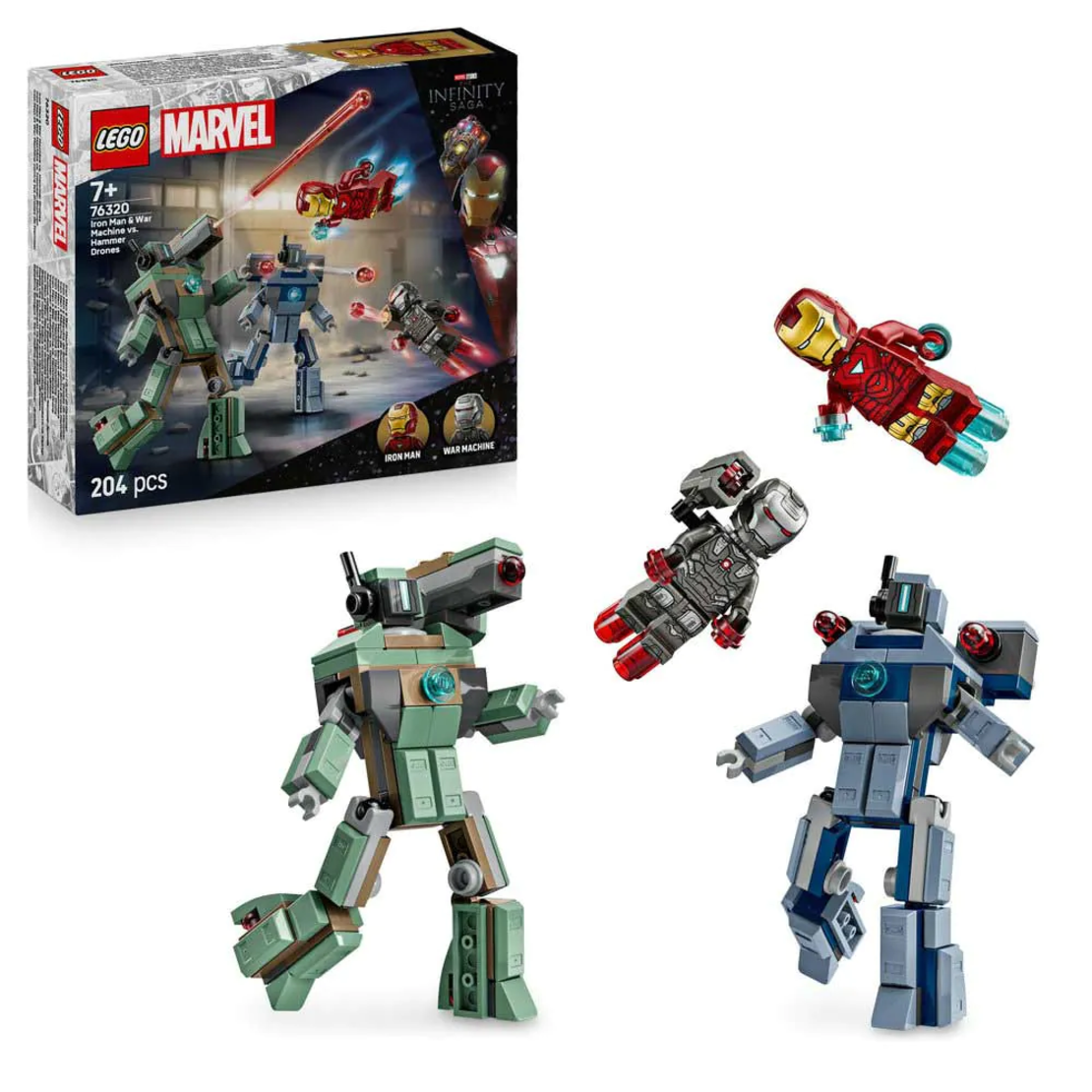 LEGO® Marvel Железния човек и Бойна машина срещу дроновете на Хамър 76320