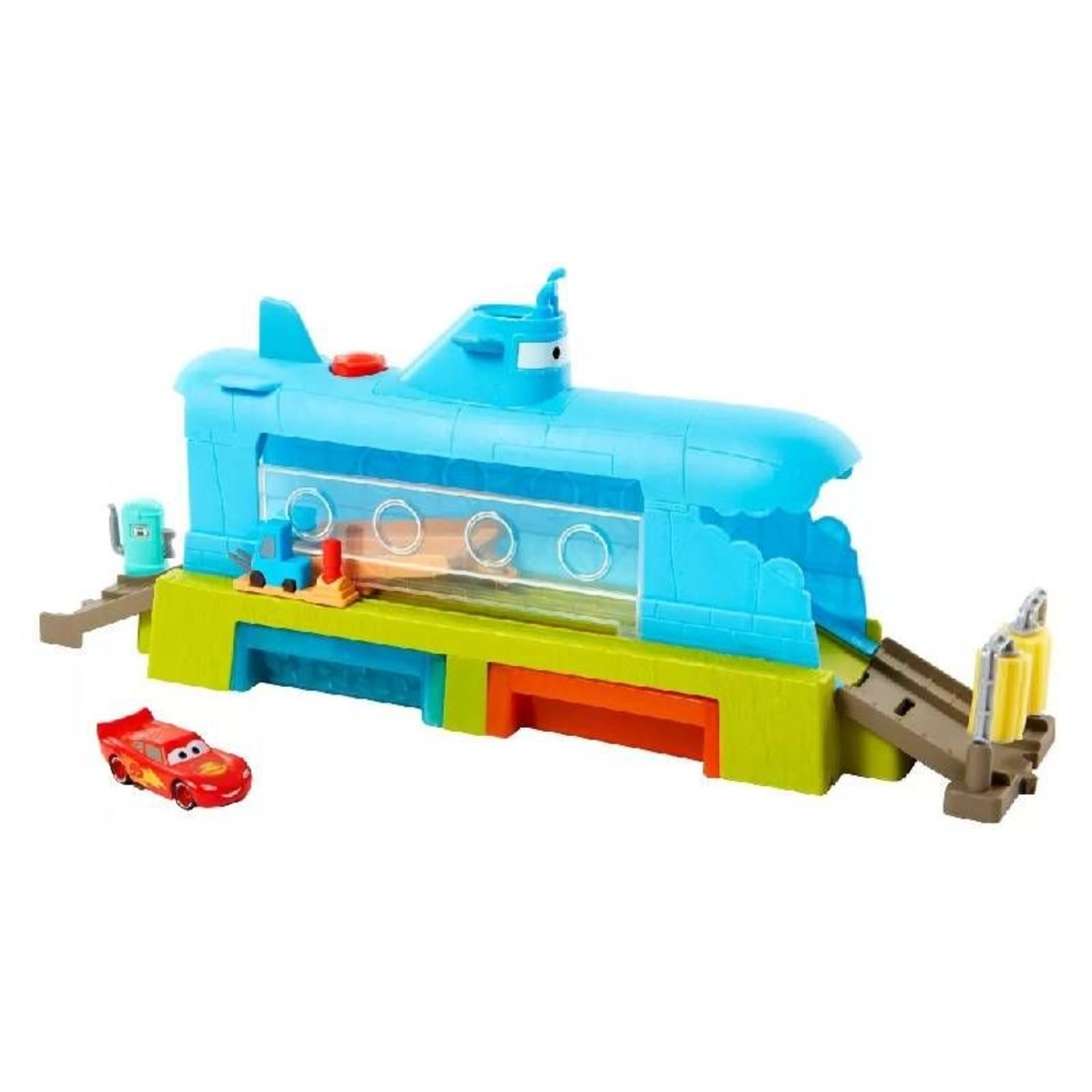 Писта Mattel Color Change Whale Car Wash с една кола Lightning McQueen
