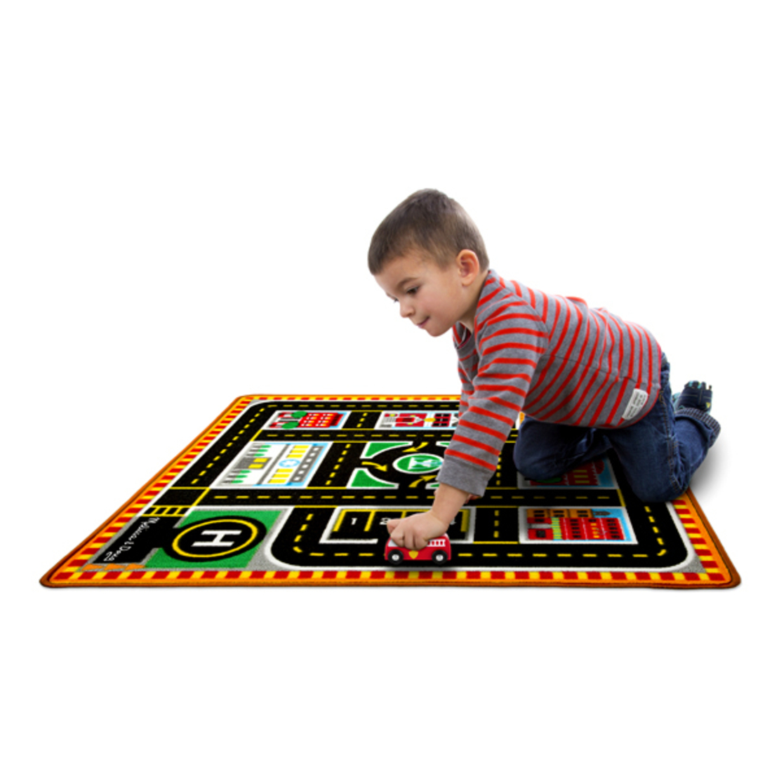 Килимче за игра с дървени превозни средства Melissa and Doug 19406