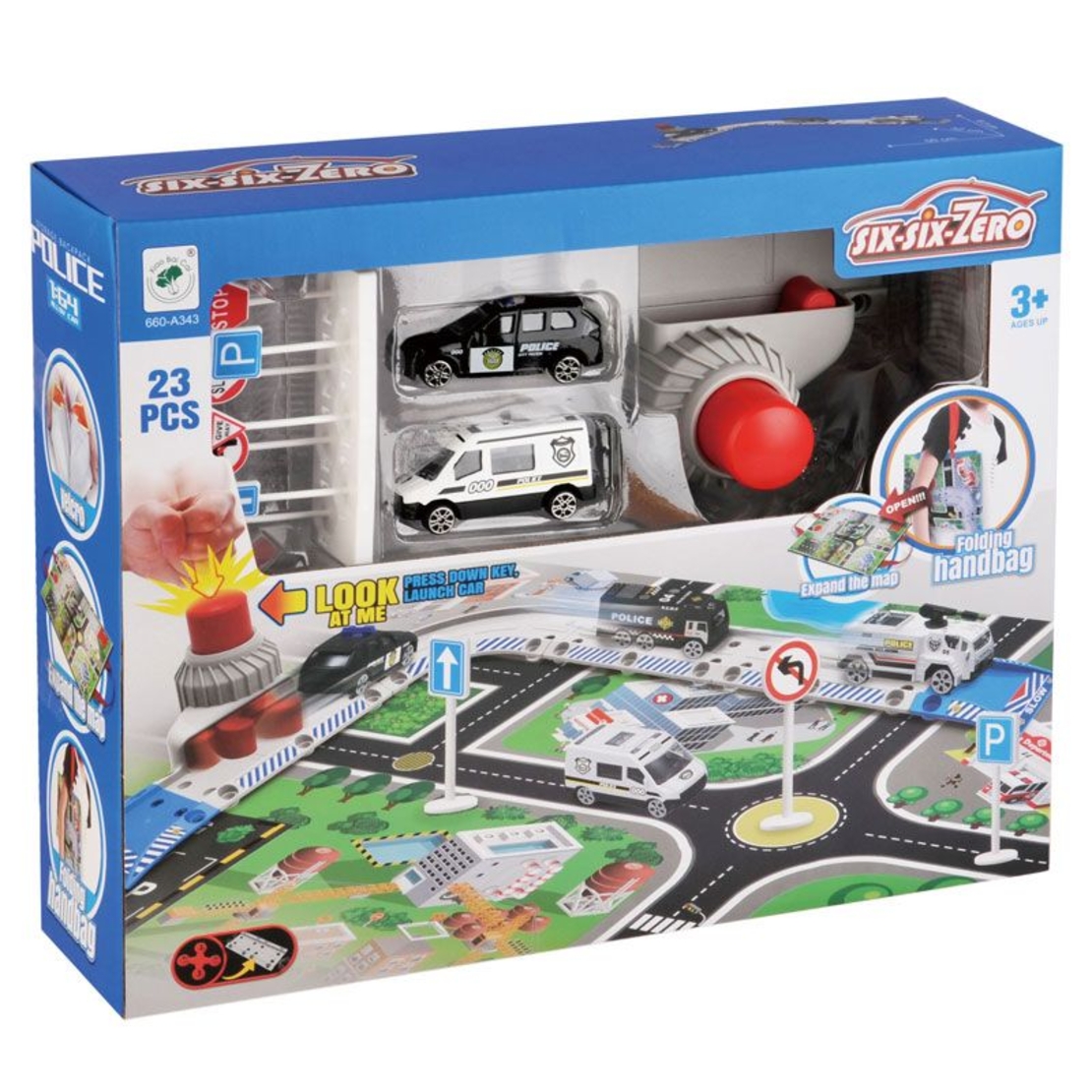 Килимче за игра с коли Raya Toys Град, с писта с изстрелвачка и аксесоари
