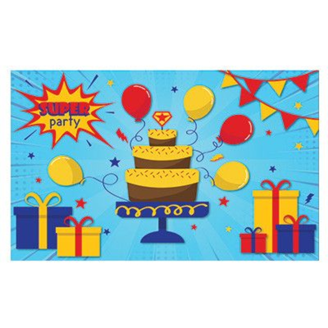 Комплект покани за рожден ден, 10 бр. - Супер парти