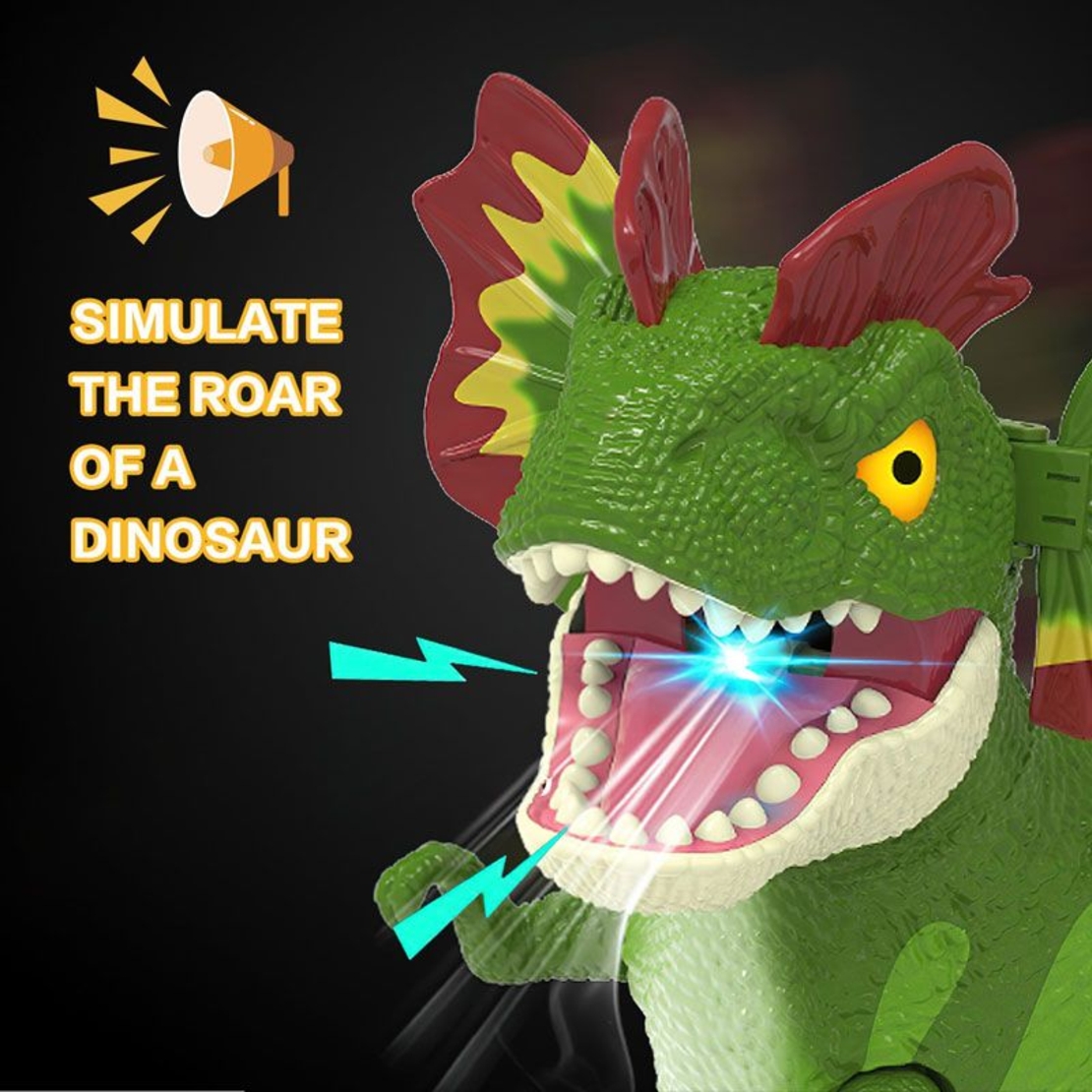 Играчка с дистанционно Raya Toys Динозавър, със звук, светлина, пръскащ вода