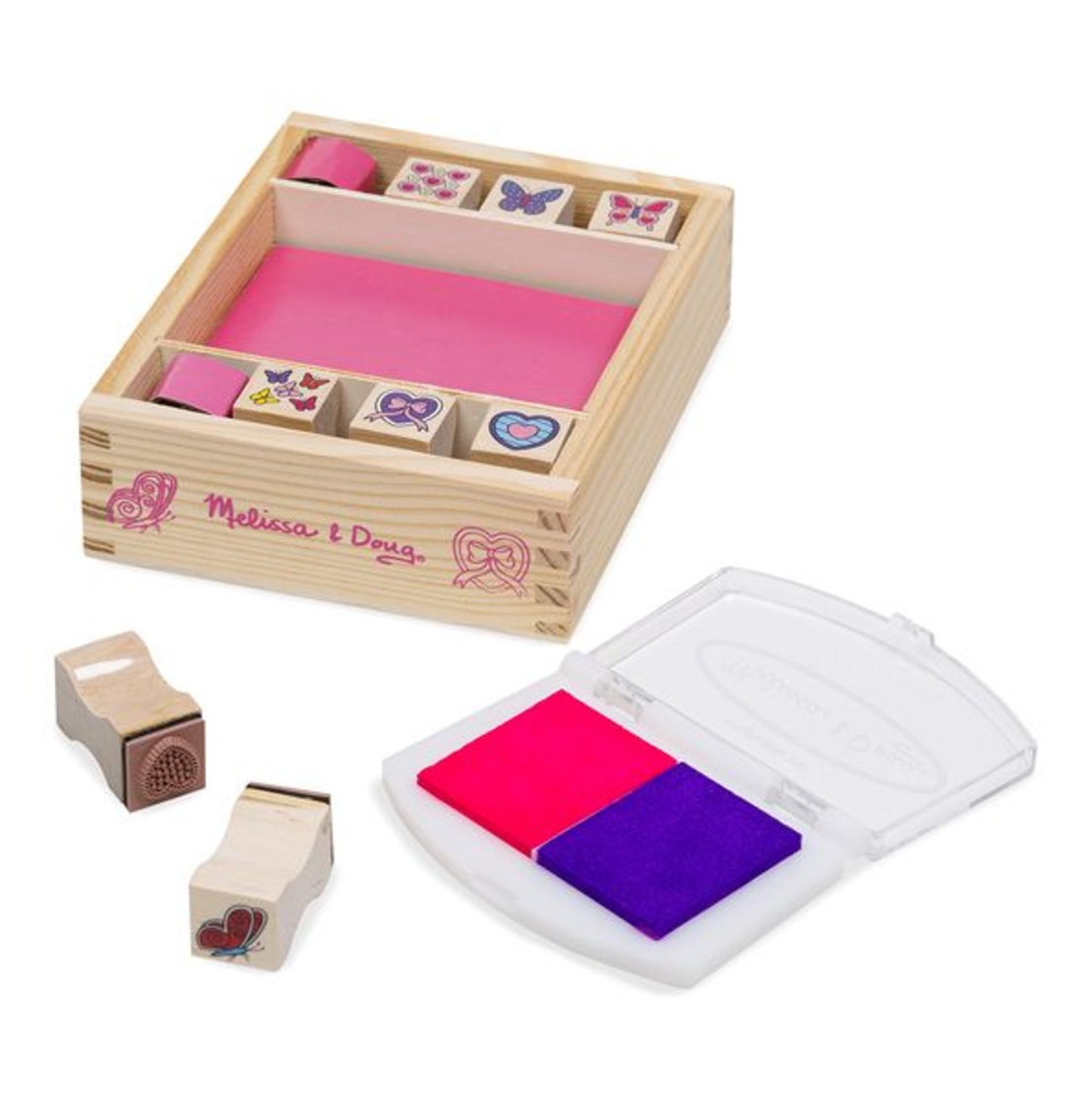 Дървени печати Melissa and Doug Сърчица и Пеперудки 12415