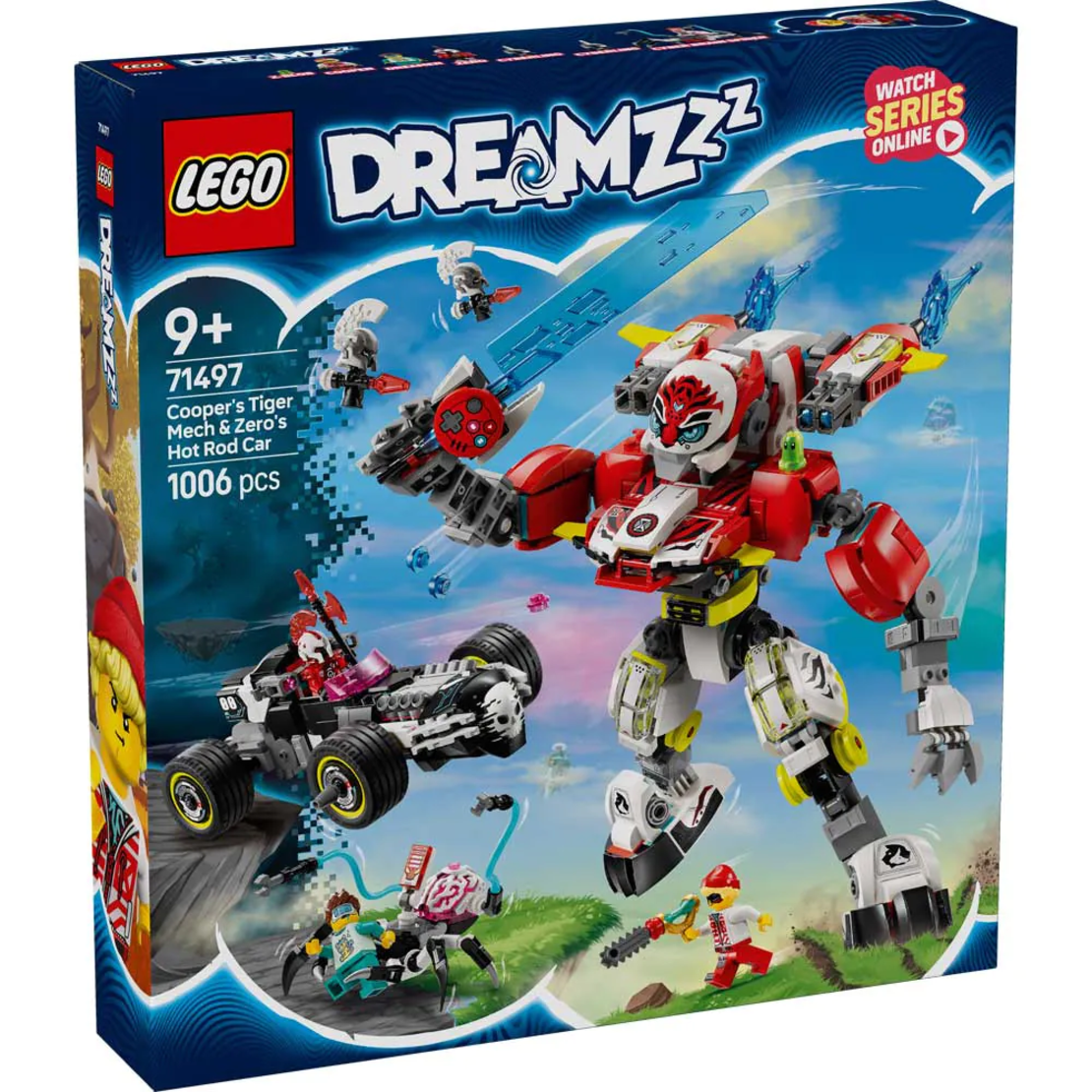 LEGO® DREAMZzz™ Тигър-робот на Купър и кола драгстер на Zero 71497