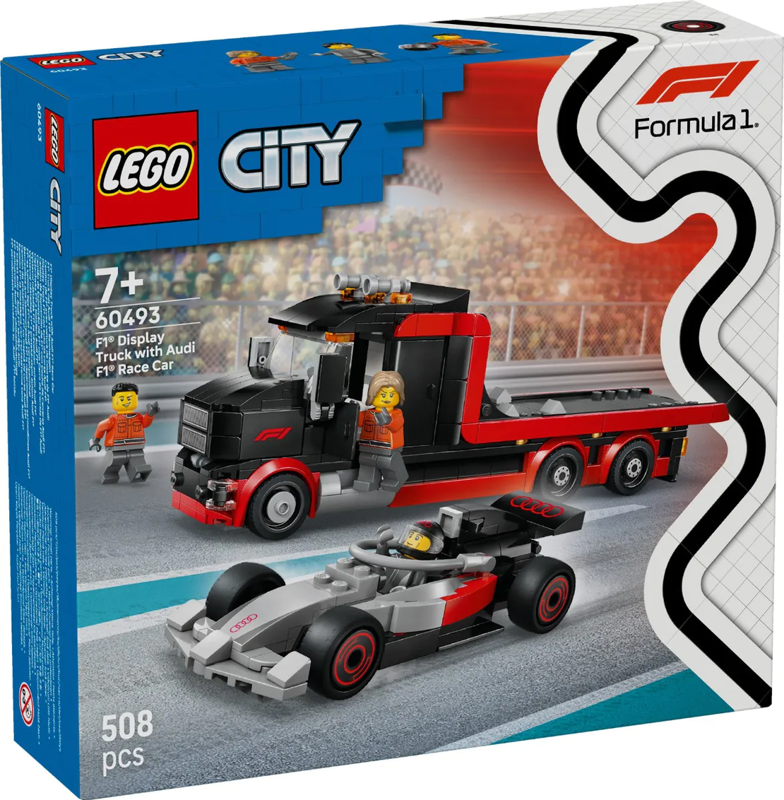 LEGO® City Камион F1 за показване със състезателна кола Audi F1 60493