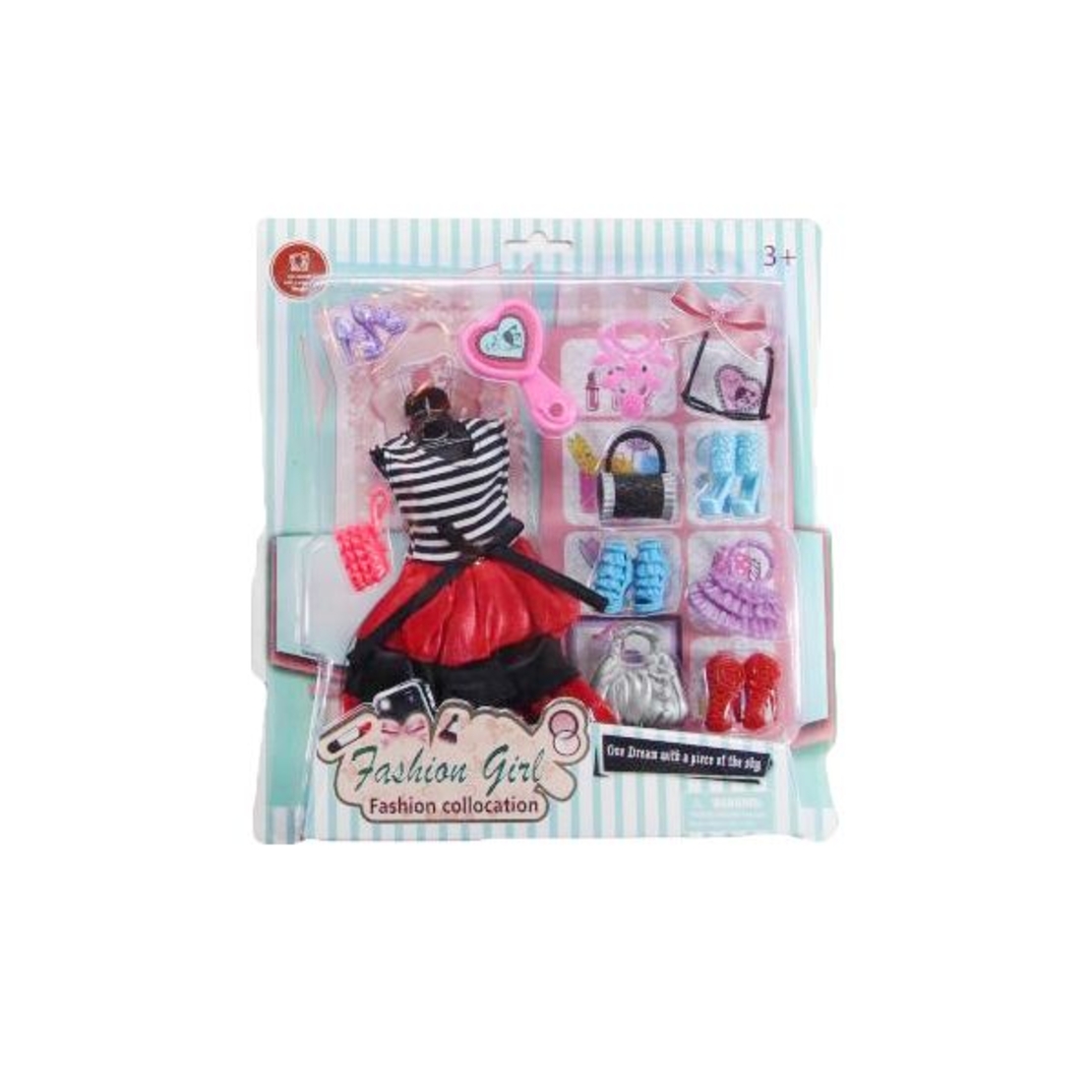 Комплект рокля с аксесоари Raya Toys за кукла, Асортимент