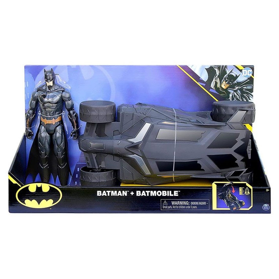 Игрален комплект Spin Master DC Comics Batman Батмобил с екшън фигура 30 см