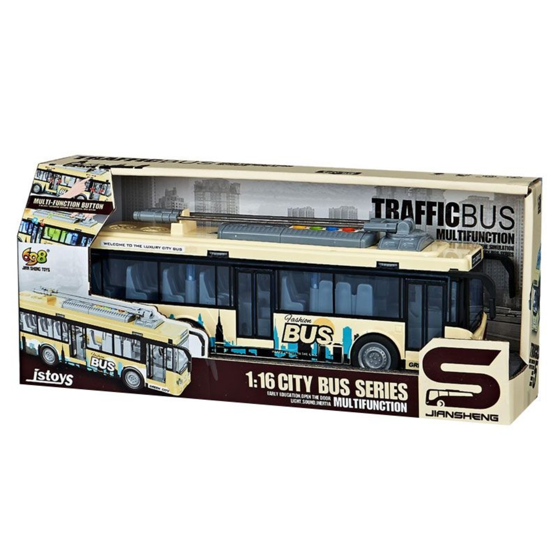 Детска играчка тролейбус Raya Toys Traffic Bus със звуци и светлини, 1:16