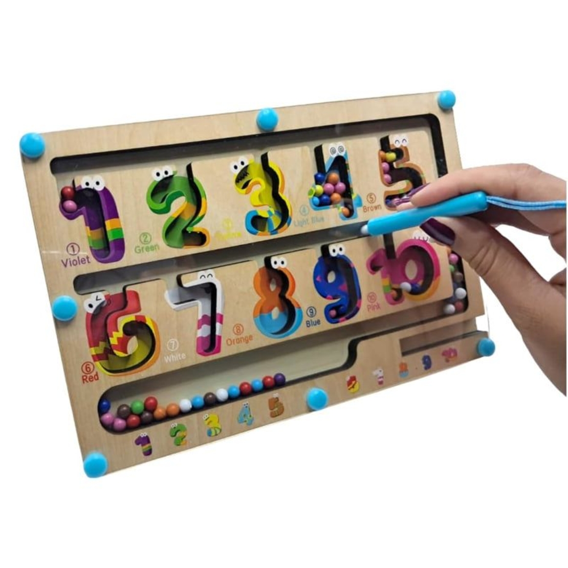 Дървена играчка цифри с магнитни топчета Raya Toys