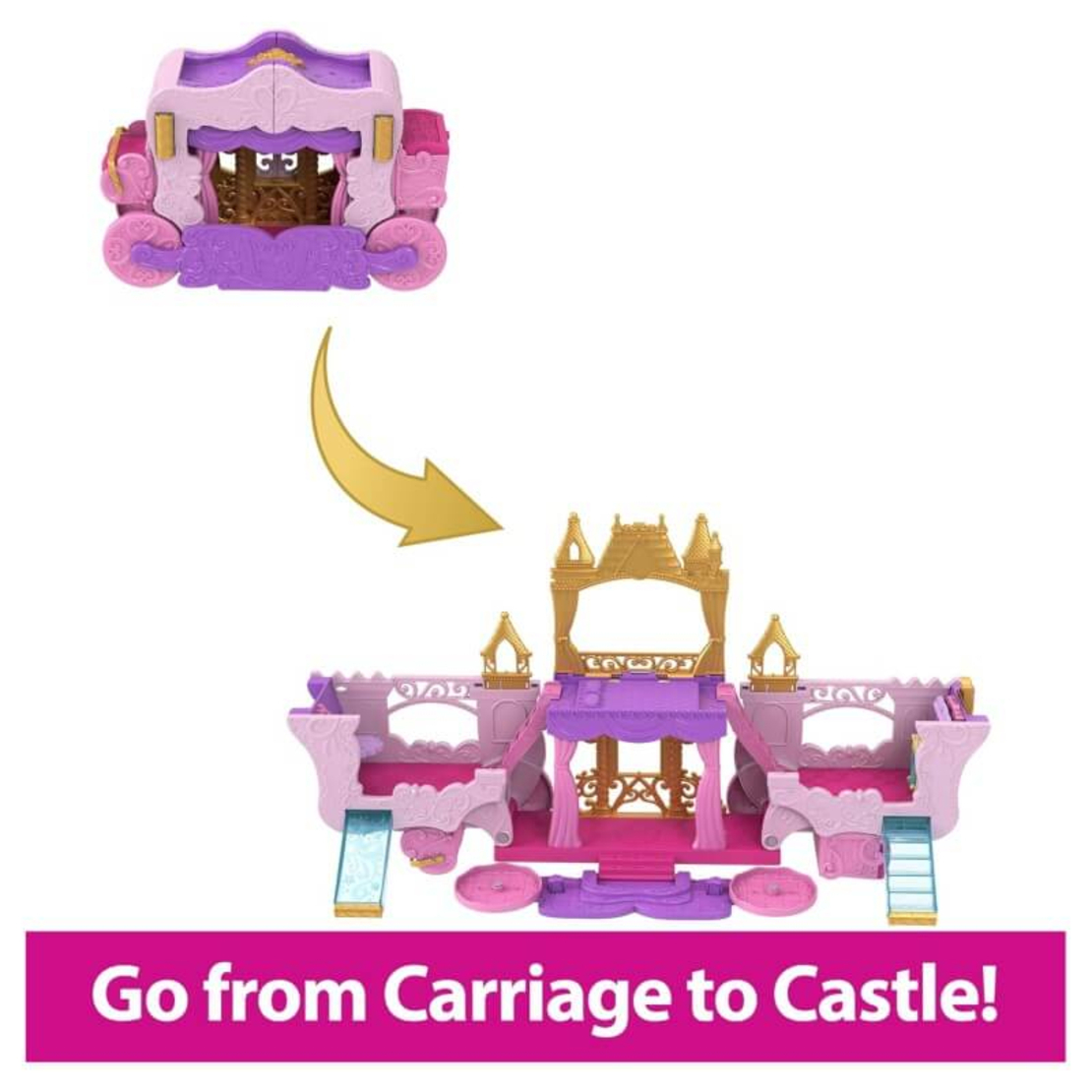 Комплект Mattel Disney Princess 2в1 Замък и Каляска, HWX17