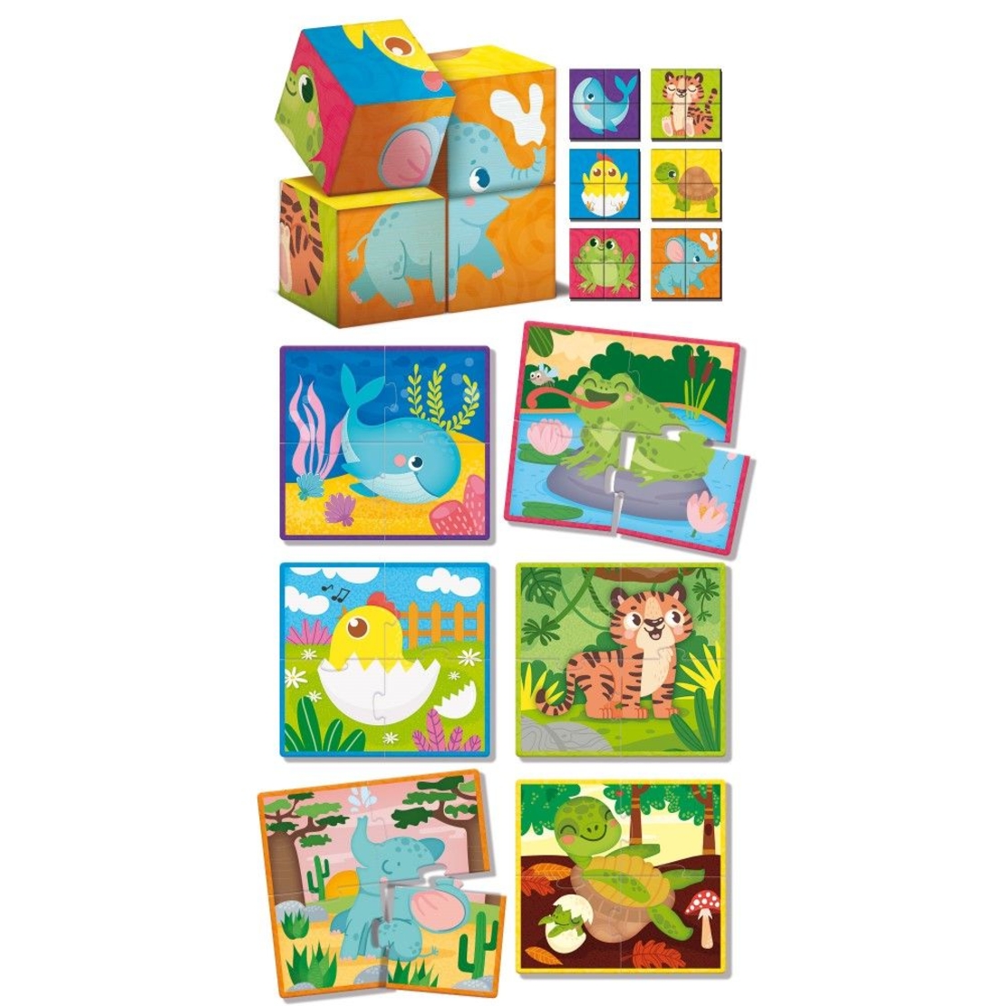 Дървени кубчета Lisciani Montessori с пъзел