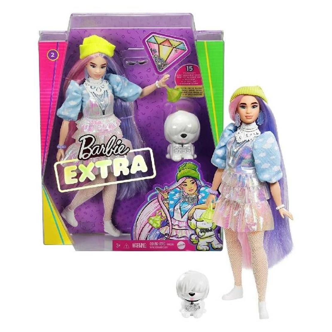 Кукла Mattel Barbie Extra с двуцветна коса и домашен любимец