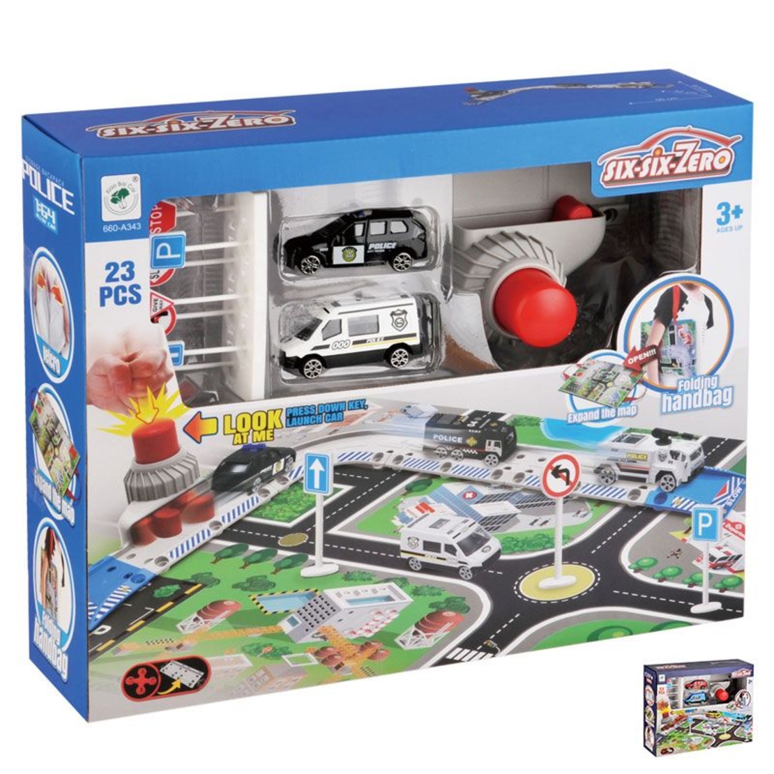 Килимче за игра с коли Raya Toys Град, с писта с изстрелвачка и аксесоари