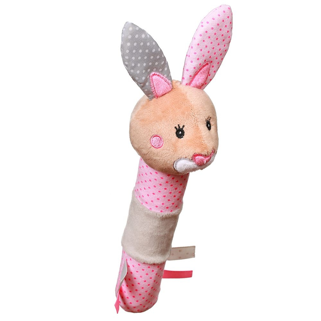 Плюшена играчка Babyono Писукаща с гризалка Зайчето Джулия 621