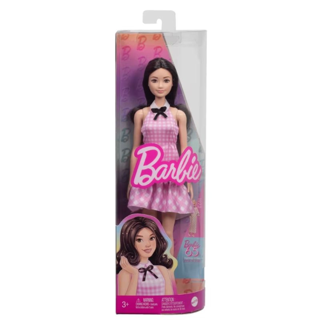 Кукла Mattel Barbie Fashionistas с дълга черна коса и розова рокля