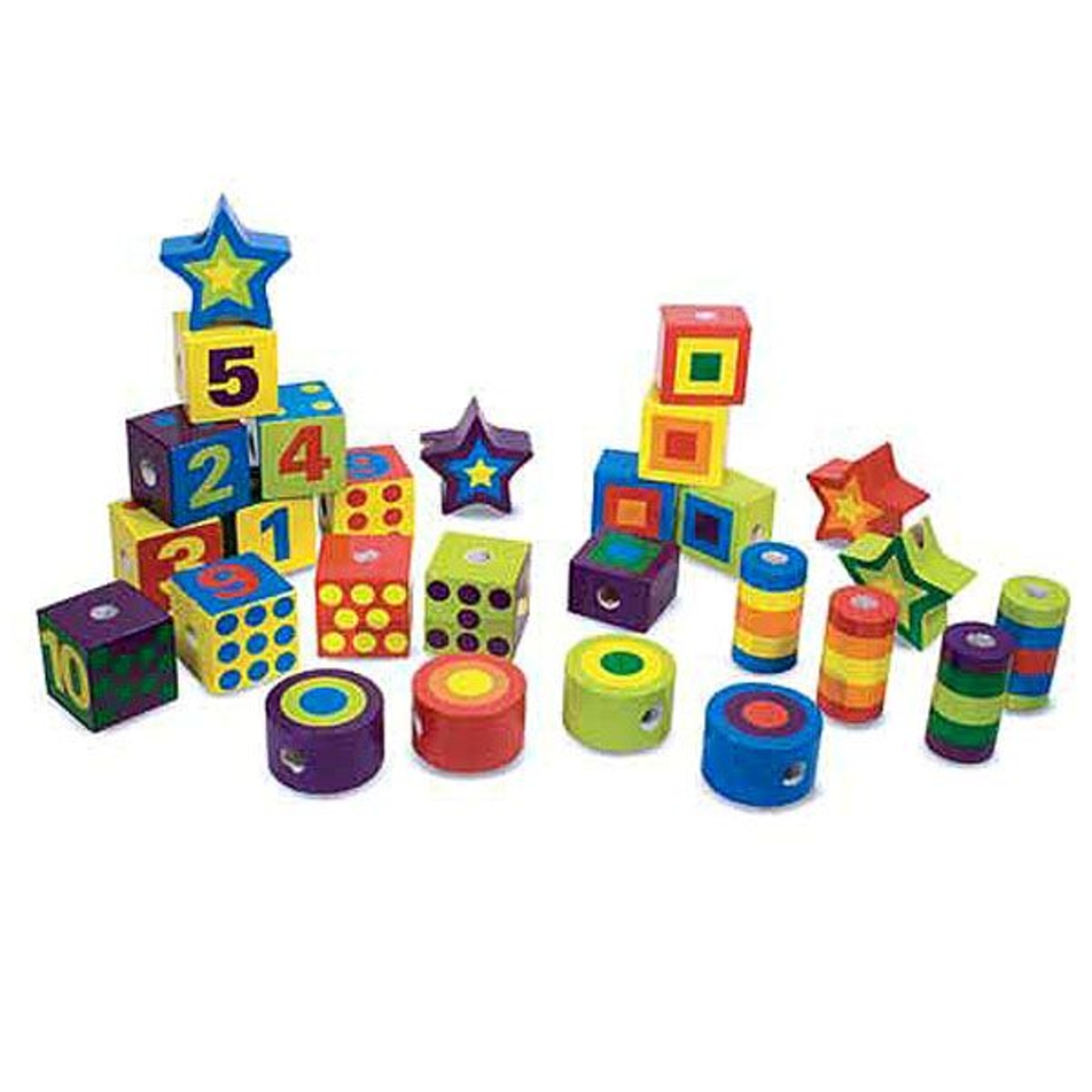 Низанка с дървени фигурки и цифри Melissa and Doug 13775