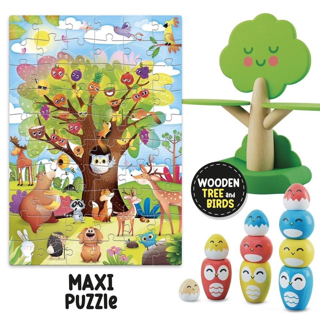 Игра за балансиране Lisciani Montessori Baby Happy Birds с пъзел
