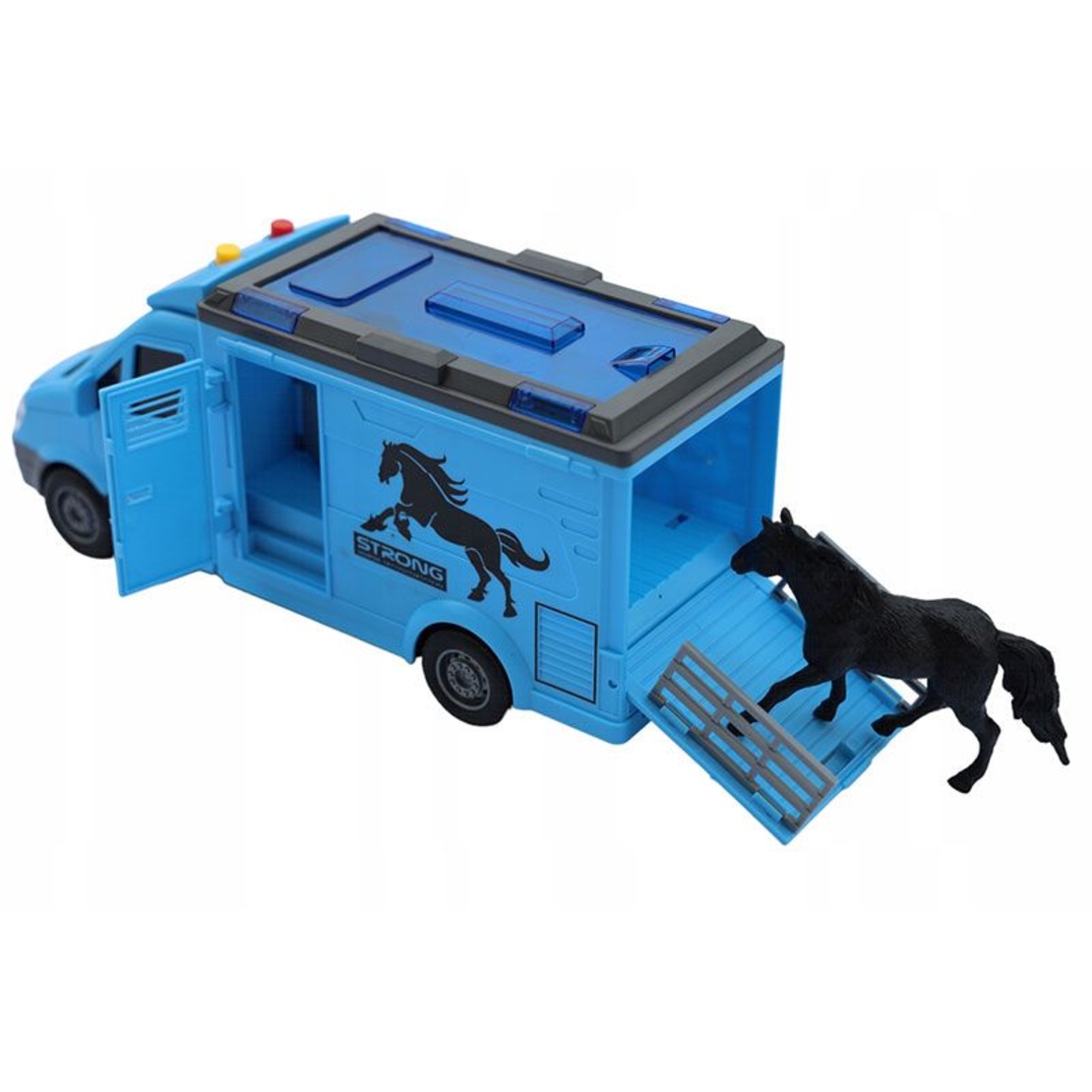 Детски камион за коне Raya Toys City Truck, с музика и светлини, с фигурка на кон, 1:16