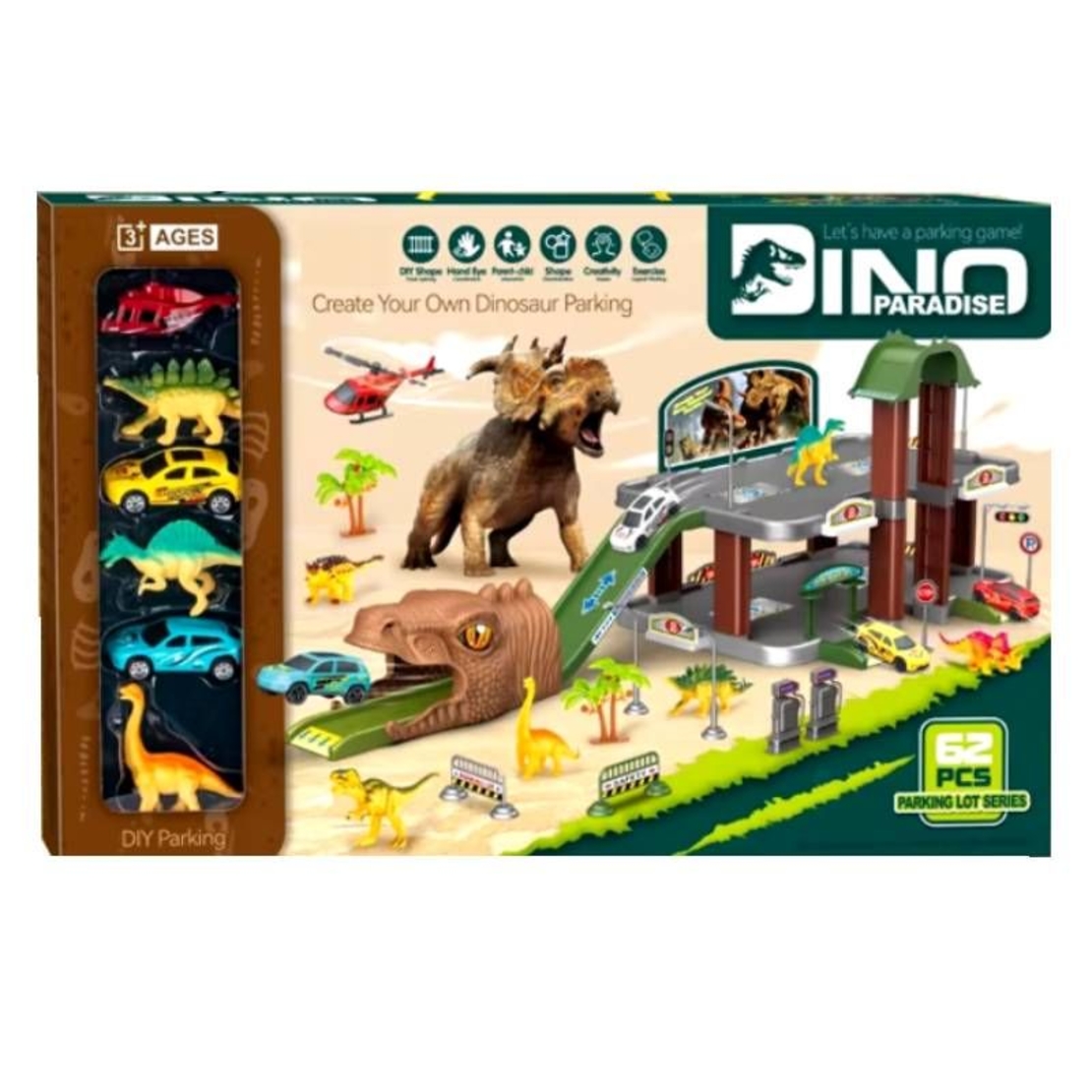 Детски паркинг Raya Toys Динозавър 62 части