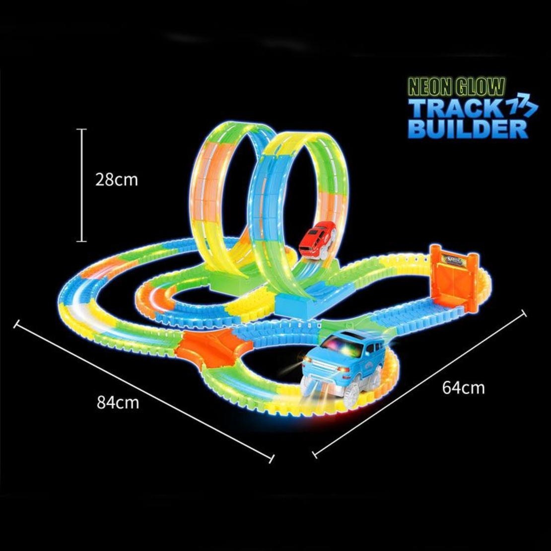 Писта Raya Toys Neon Glow трансформираща, със светеща кола