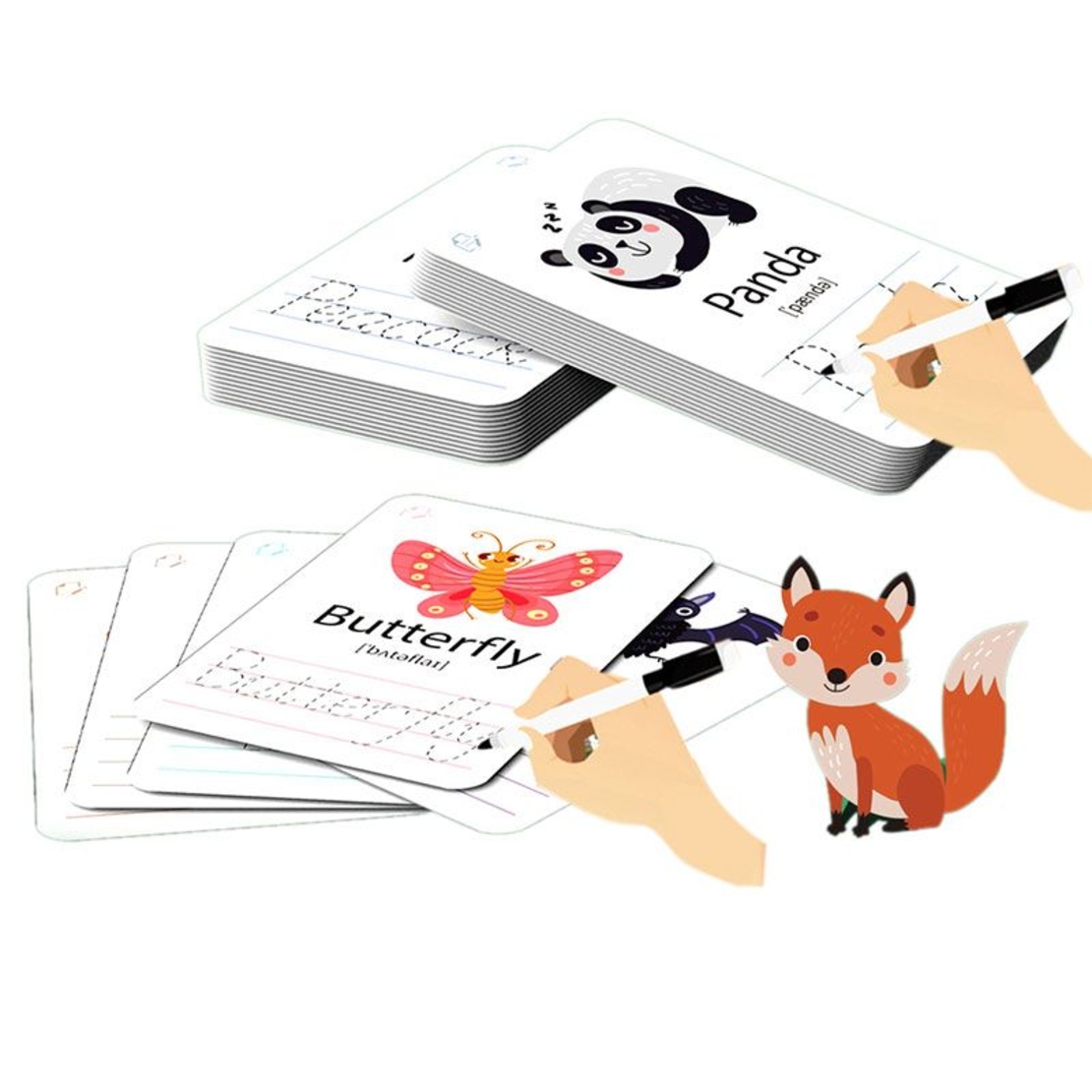 Образователни карти с маркер Raya Toys Learn and Practice Думи на английски език, 26 броя