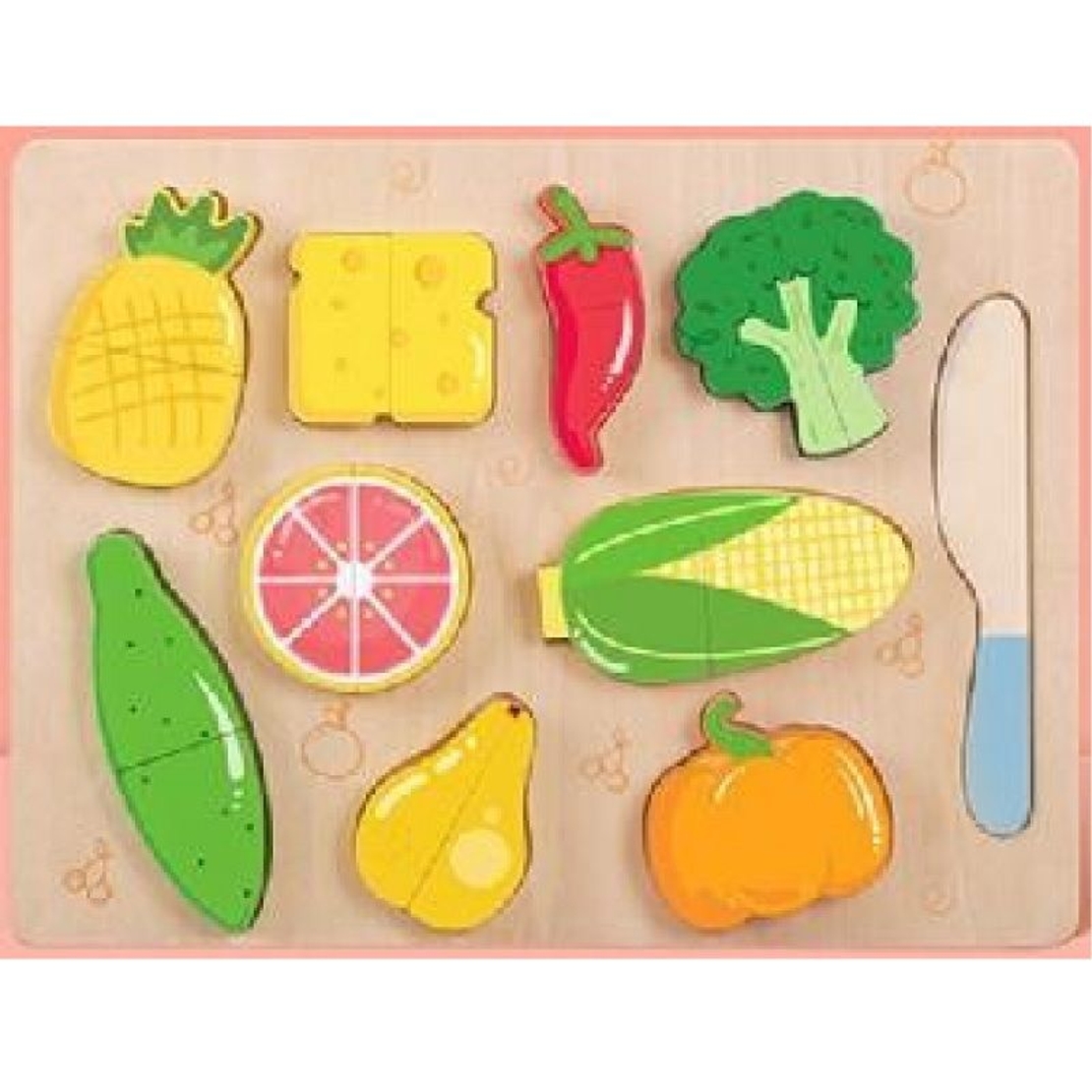 Детски дървен комплект за рязане Raya Toys Зеленчуци