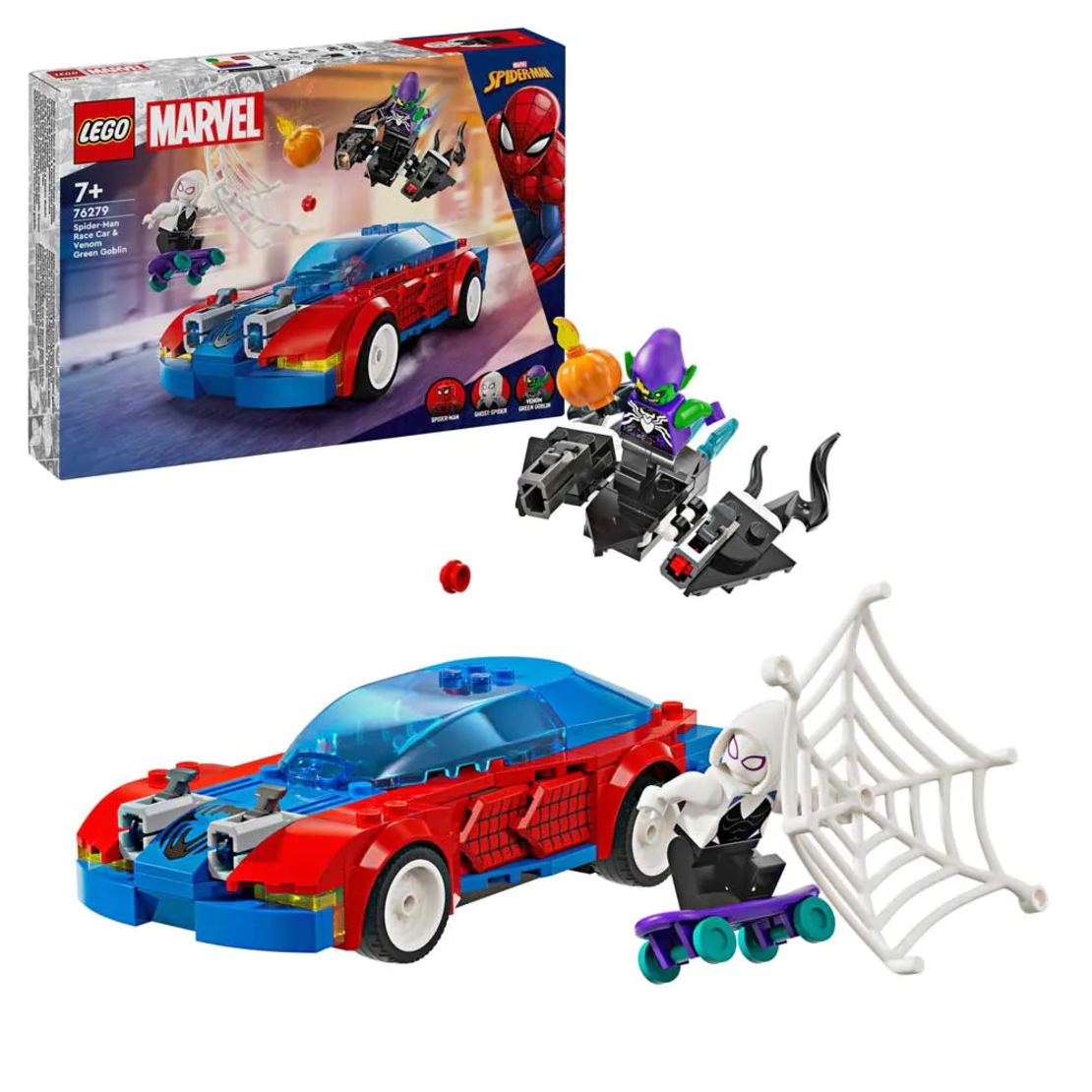LEGO® Marvel Състезателната кола на Спайдърмен с Венъм и Зеления гоблин 76279