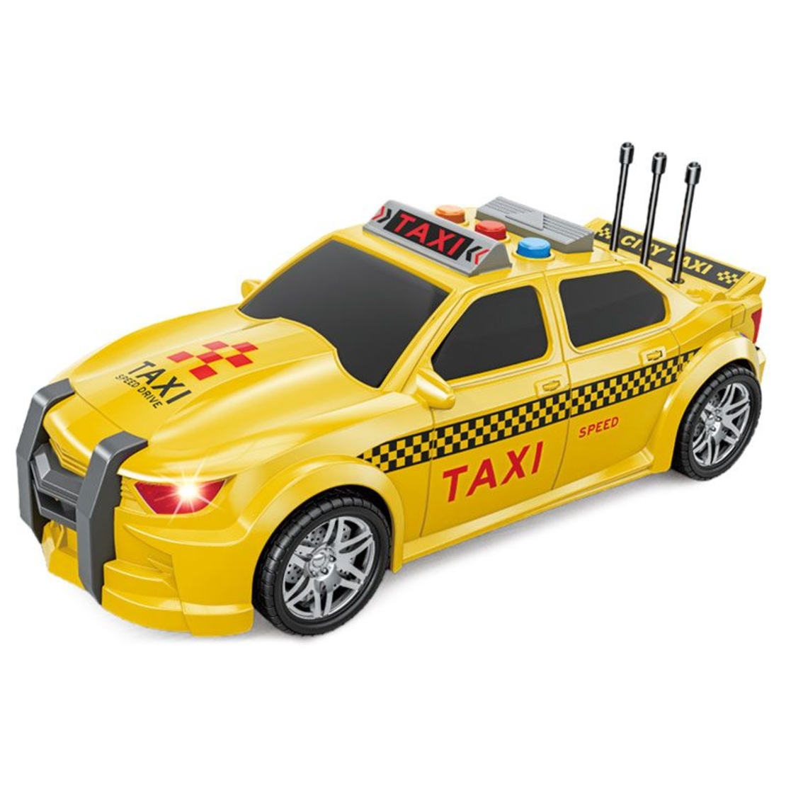 Детска кола за игра Raya Toys Такси с музика и светлини, Жълт, 1:16