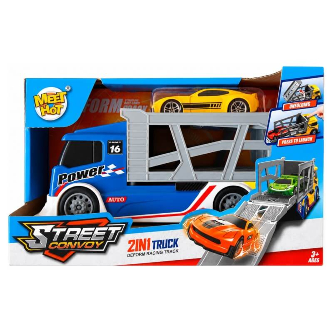 Детски камион автовоз Raya Toys Син с количка