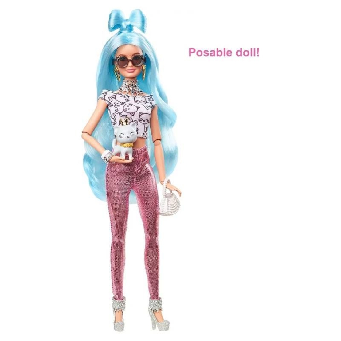Кукла Mattel Barbie Extra Blue Hair Deluxe с домашен любимец и аксесоари, над 30 визии