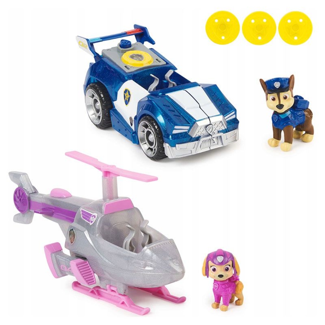 Игрален комплект Spin Master Paw Patrol The Mighty Movie Превозни средства и фигурки Чейс и Скай