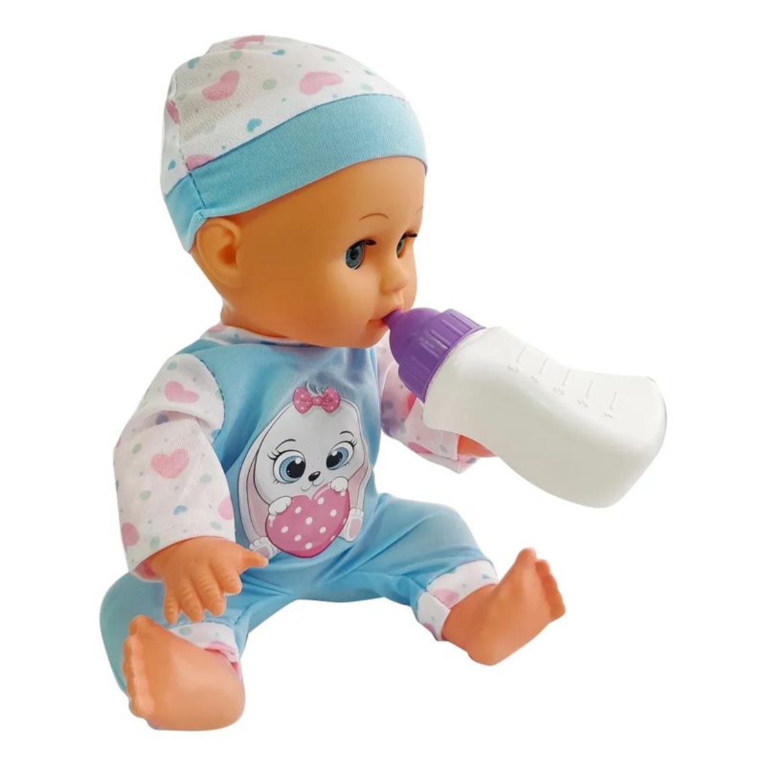 Кукла бебе Raya Toys Drink and Wet, пишкащо, с 12 звука и шише, 35 см.