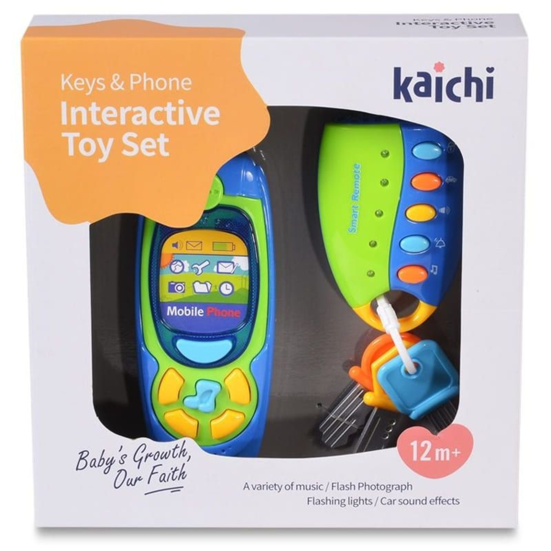 Бебешка музикална интерактивна играчка Raya Toys Keys And Phone, с светлини