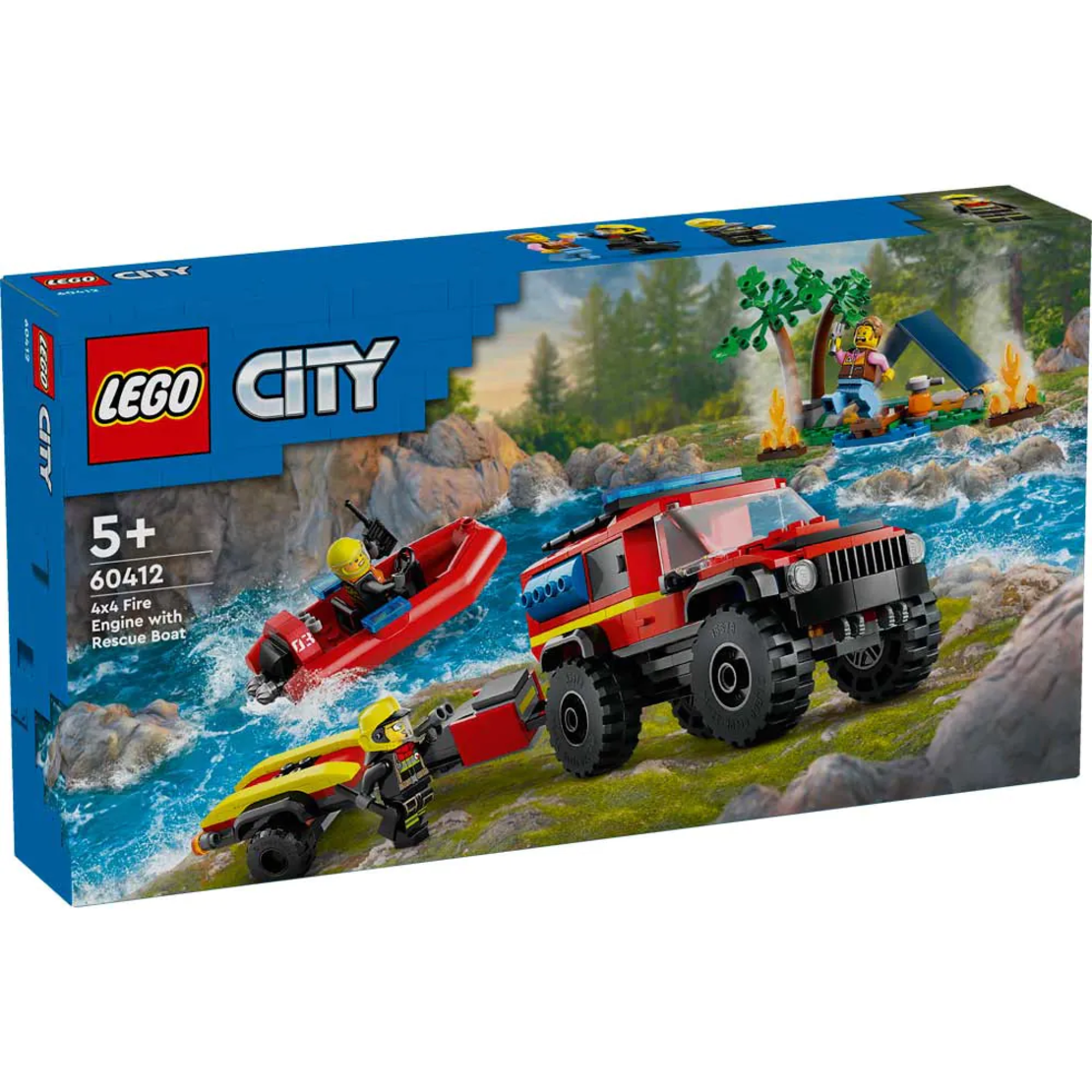 LEGO® City Пожарникарски камион 4x4 със спасителна лодка 60412