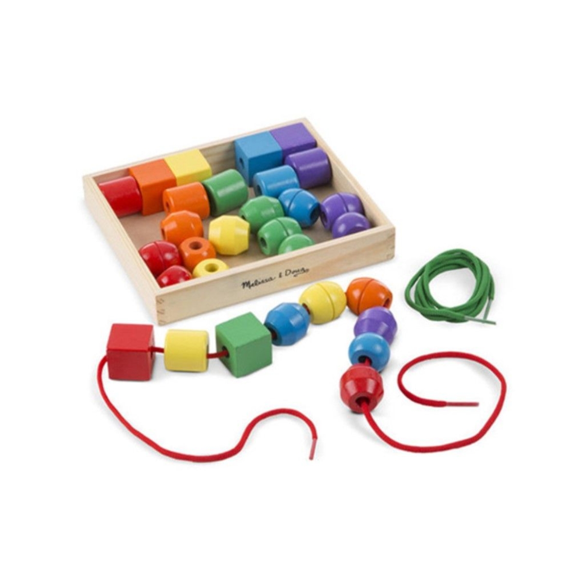 Комплект Дървени Мъниста Melissa and Doug за нанизване на шнур 10544