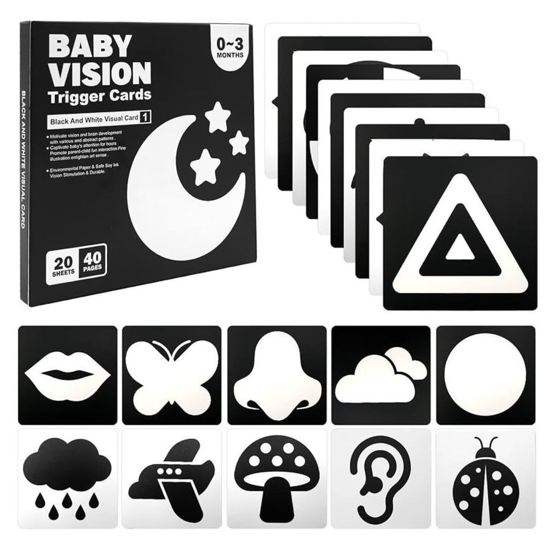 Бебешки карти за визуална стимулация Raya Toys, 0-12 м.