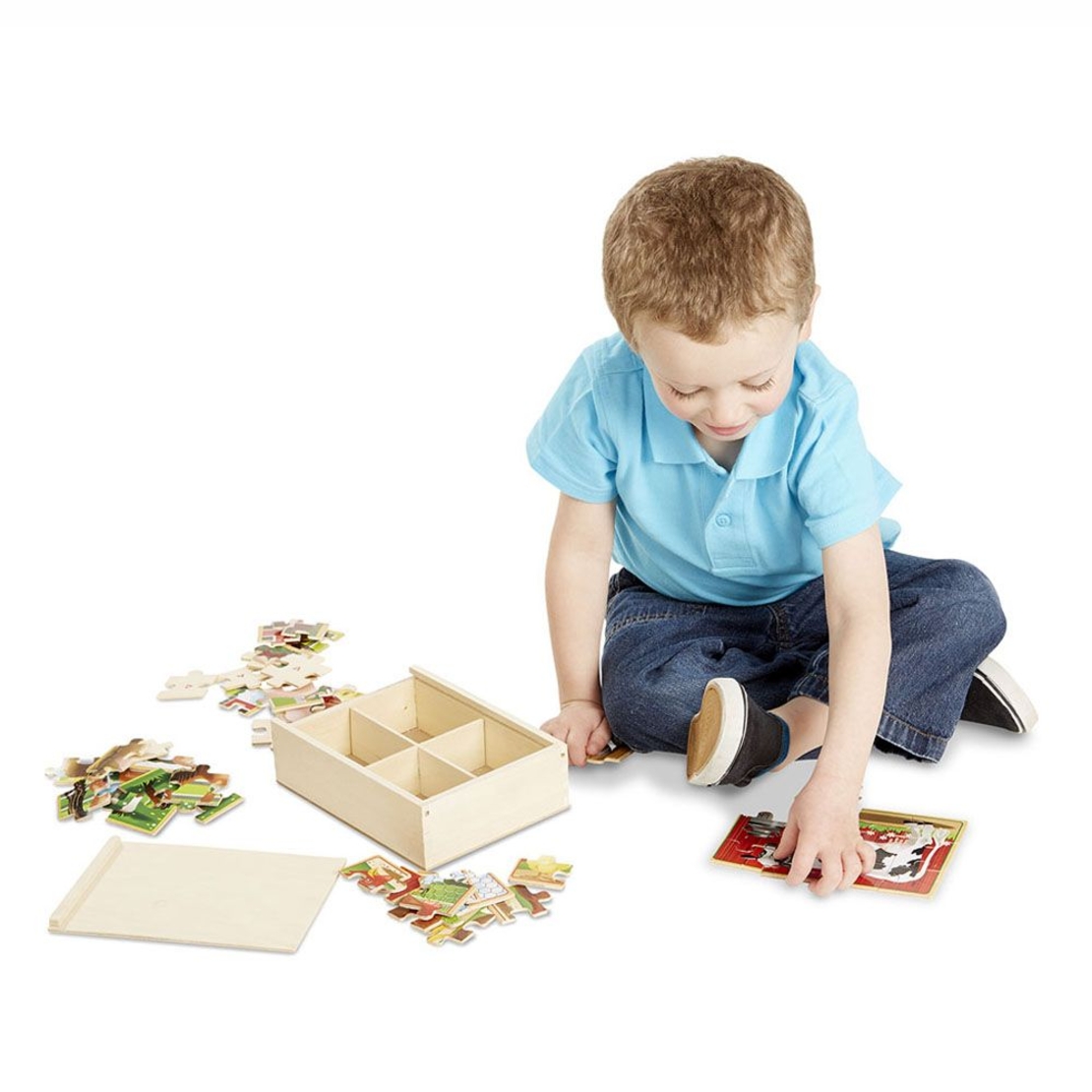 Дървен пъзел Melissa and Doug 4 в 1 Животни от фермата 13793