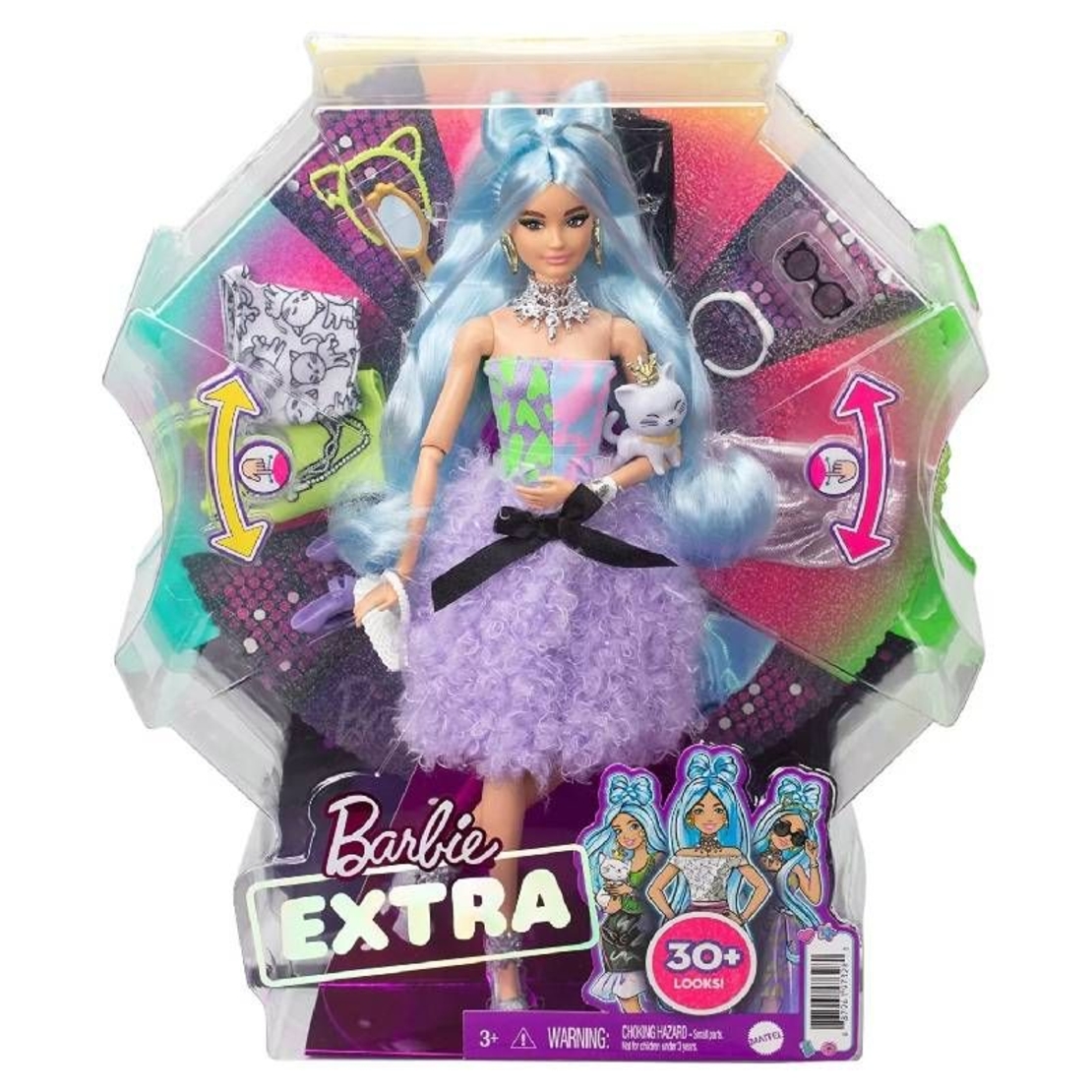 Кукла Mattel Barbie Extra Blue Hair Deluxe с домашен любимец и аксесоари, над 30 визии