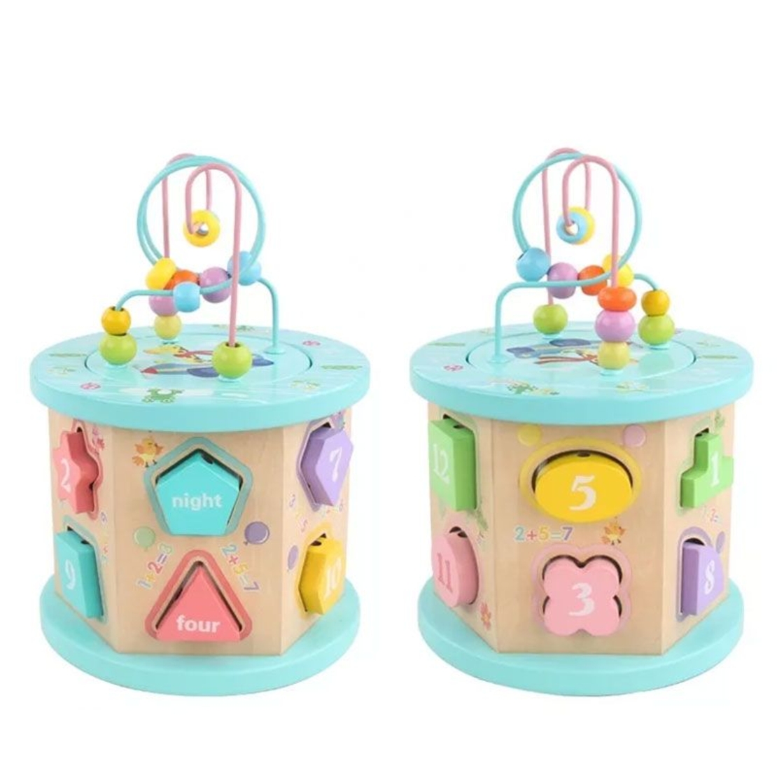 Дървен сортер Raya Toys с лабиринт и настолна игра