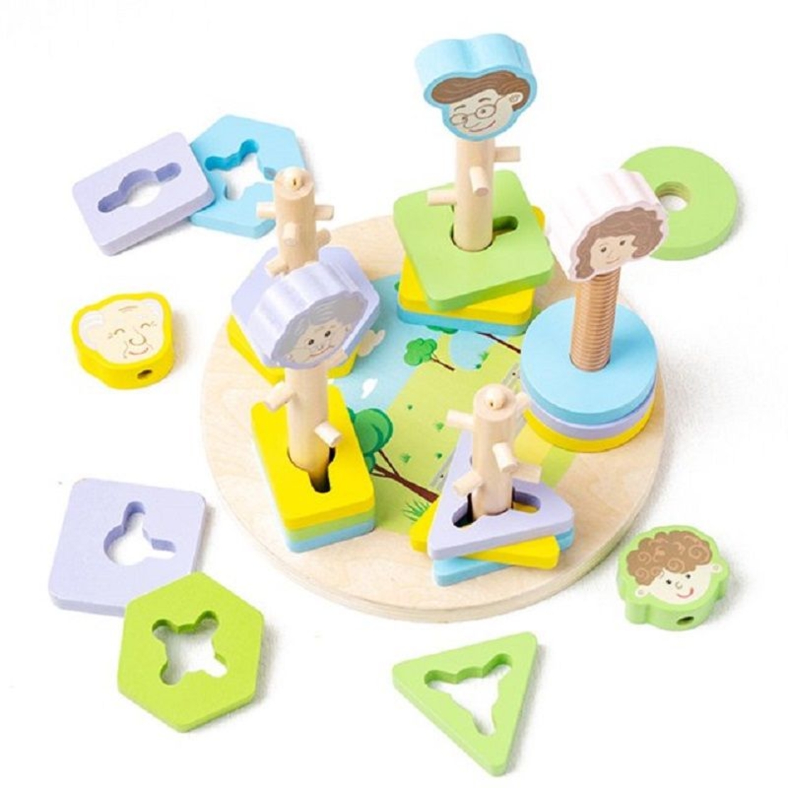 Дървена низанка Raya Toys Геометрични форми