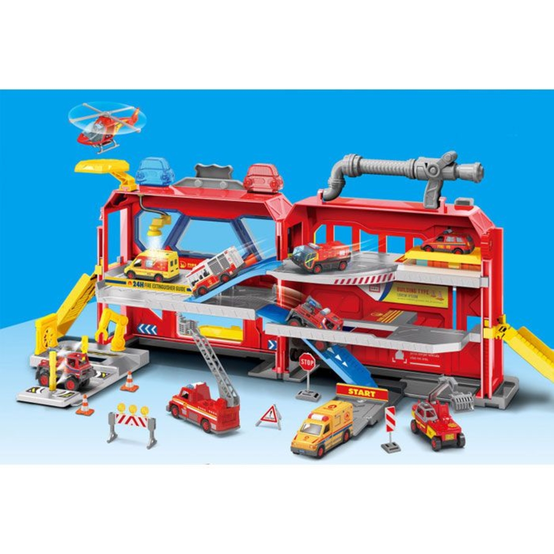 Детски паркинг Raya Toys City Action със светлини и звуци, с 2 превозни средства