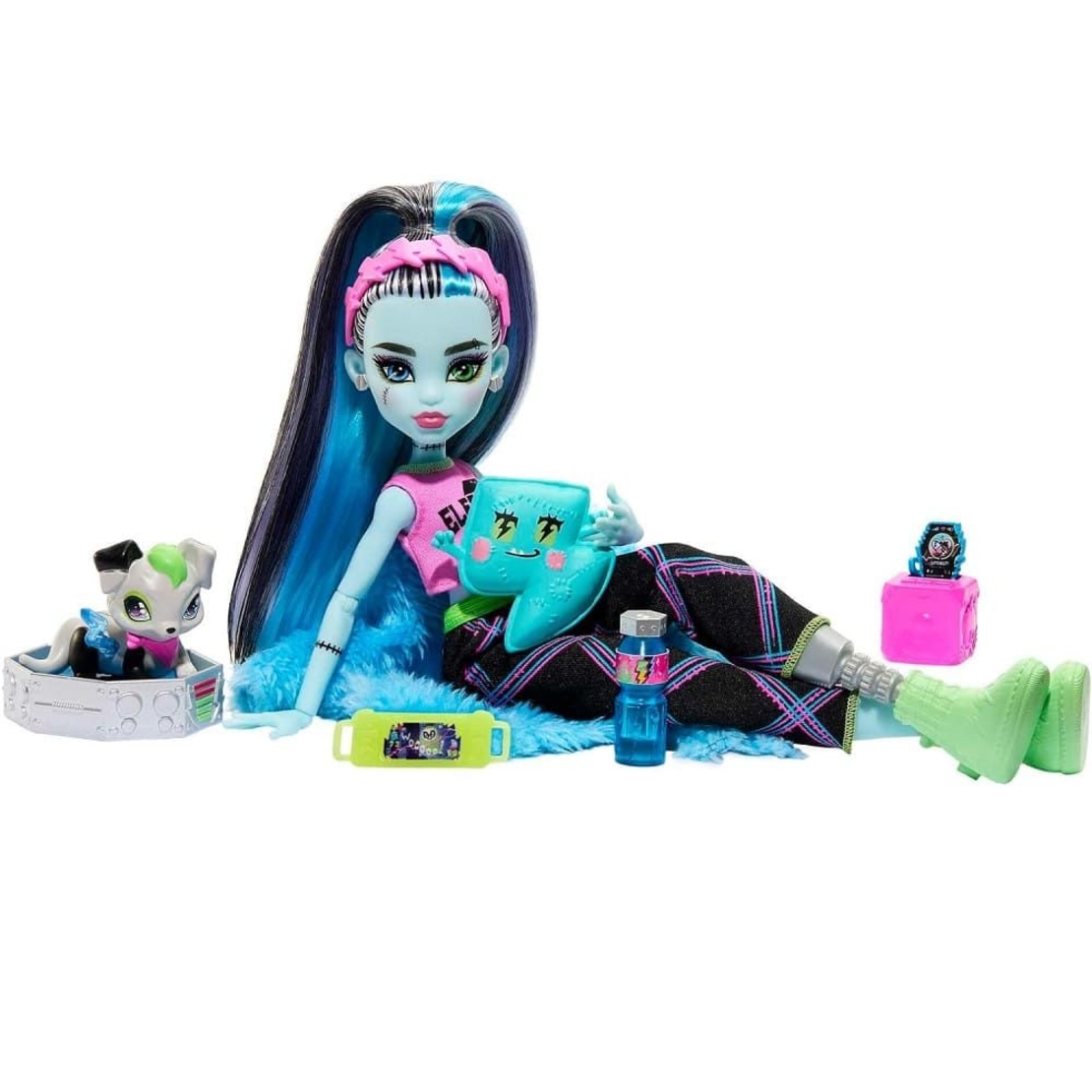 Кукла Mattel Monster High Frankie Stein & Watzie с аксесоари и домашен любимец