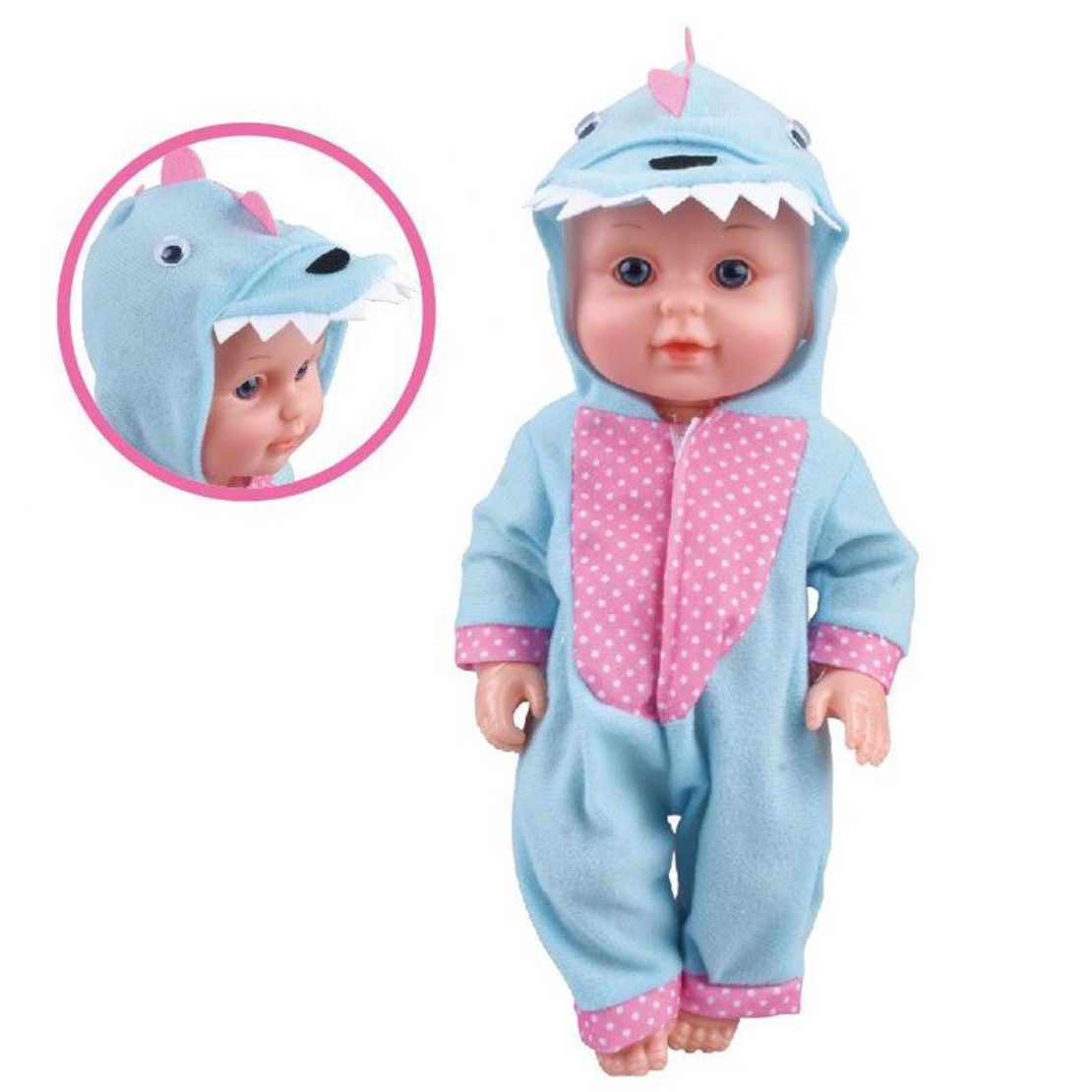 Кукла бебе пишкащо Raya Toys Baby Cute Динозавър, 8 аксесоара, 30 см