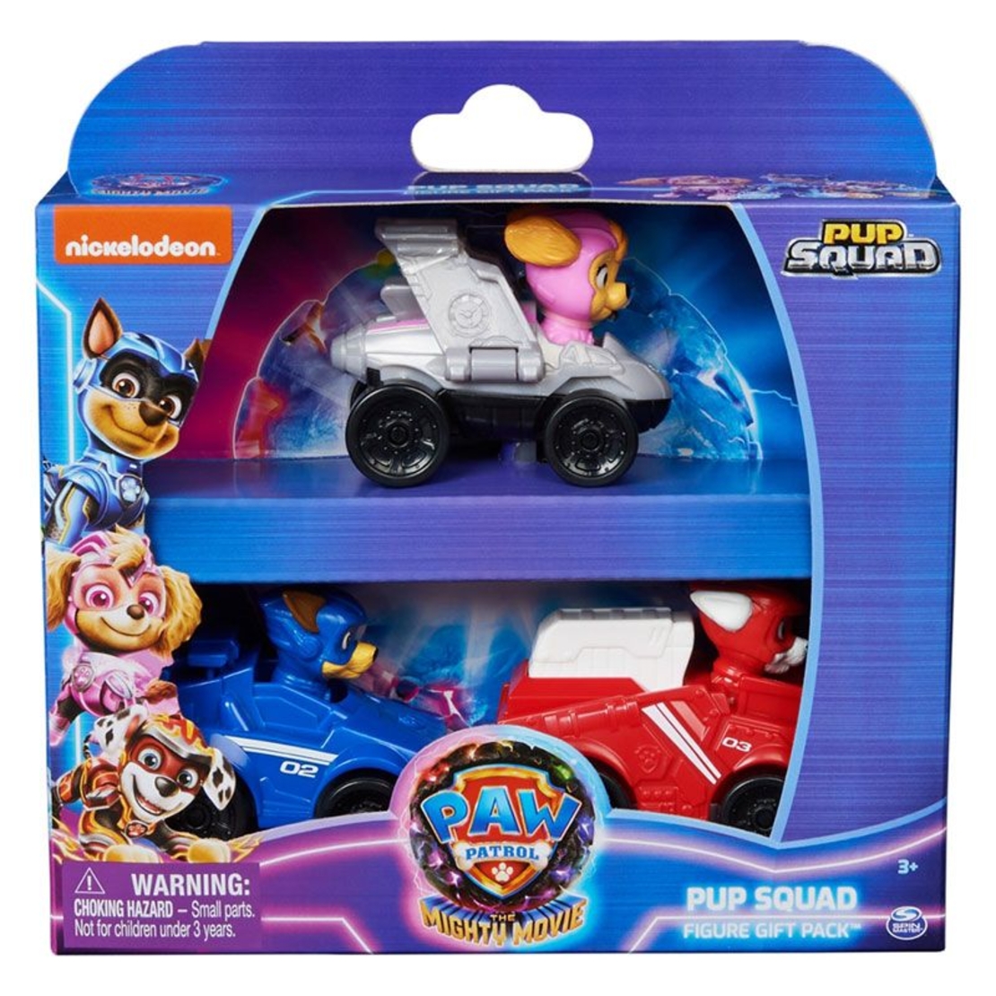 Комплект детски коли за игра с фигурки Spin Master Paw Patrol: The Mighty Movie Pup Squad, 3 броя