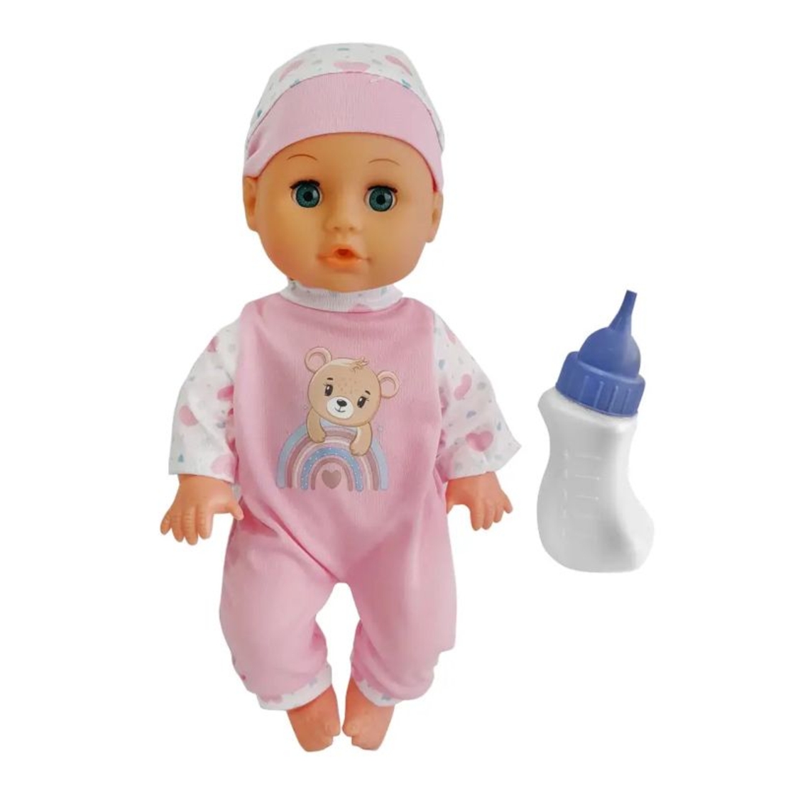 Кукла бебе Raya Toys Drink and Wet, пишкащо, с 12 звука и шише, 35 см.